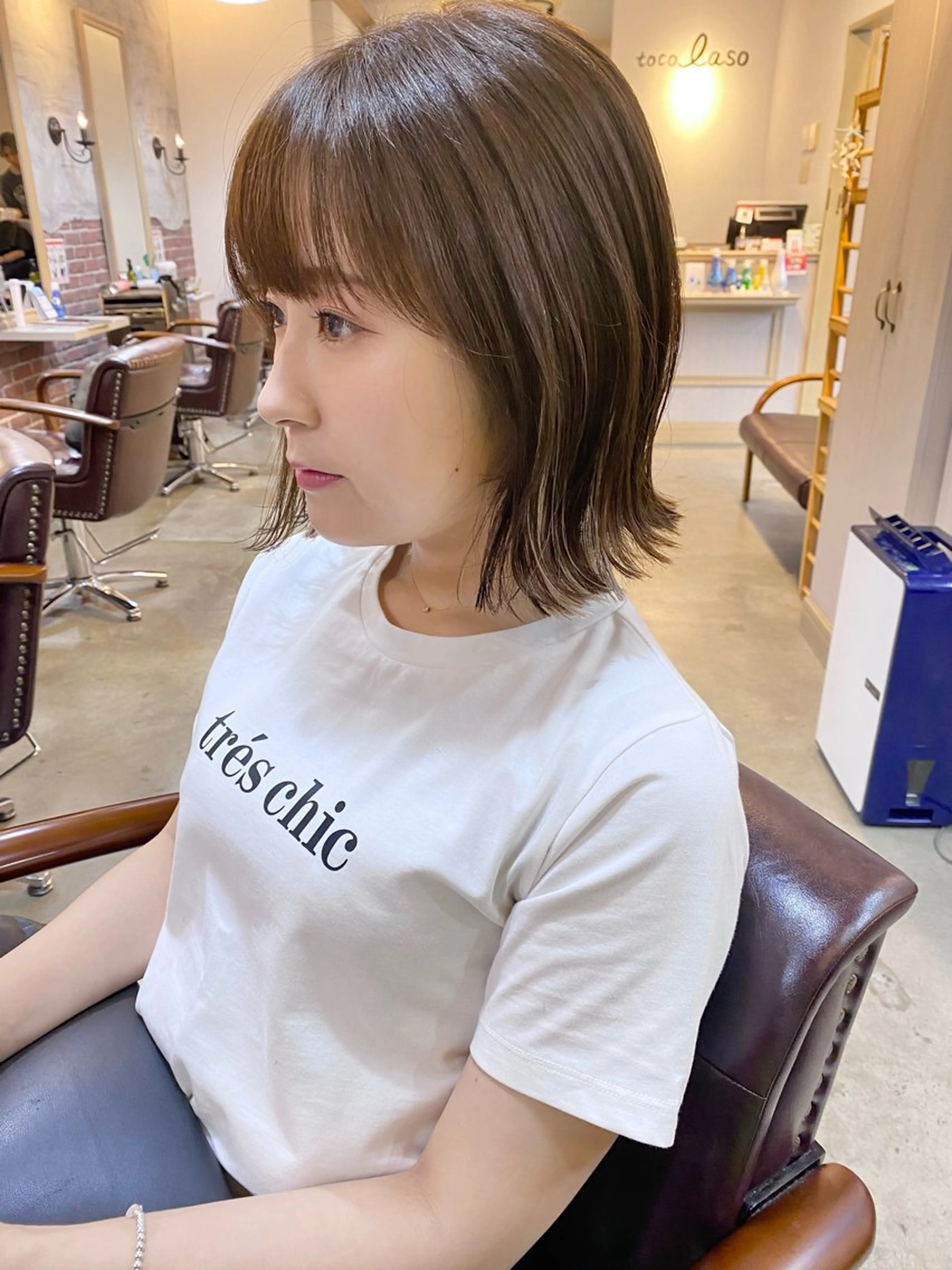 ミディアム ボブ 外ハネヘア tocolaso 柏所属・レイヤーカット/ 根本瑠実のヘアスタイル