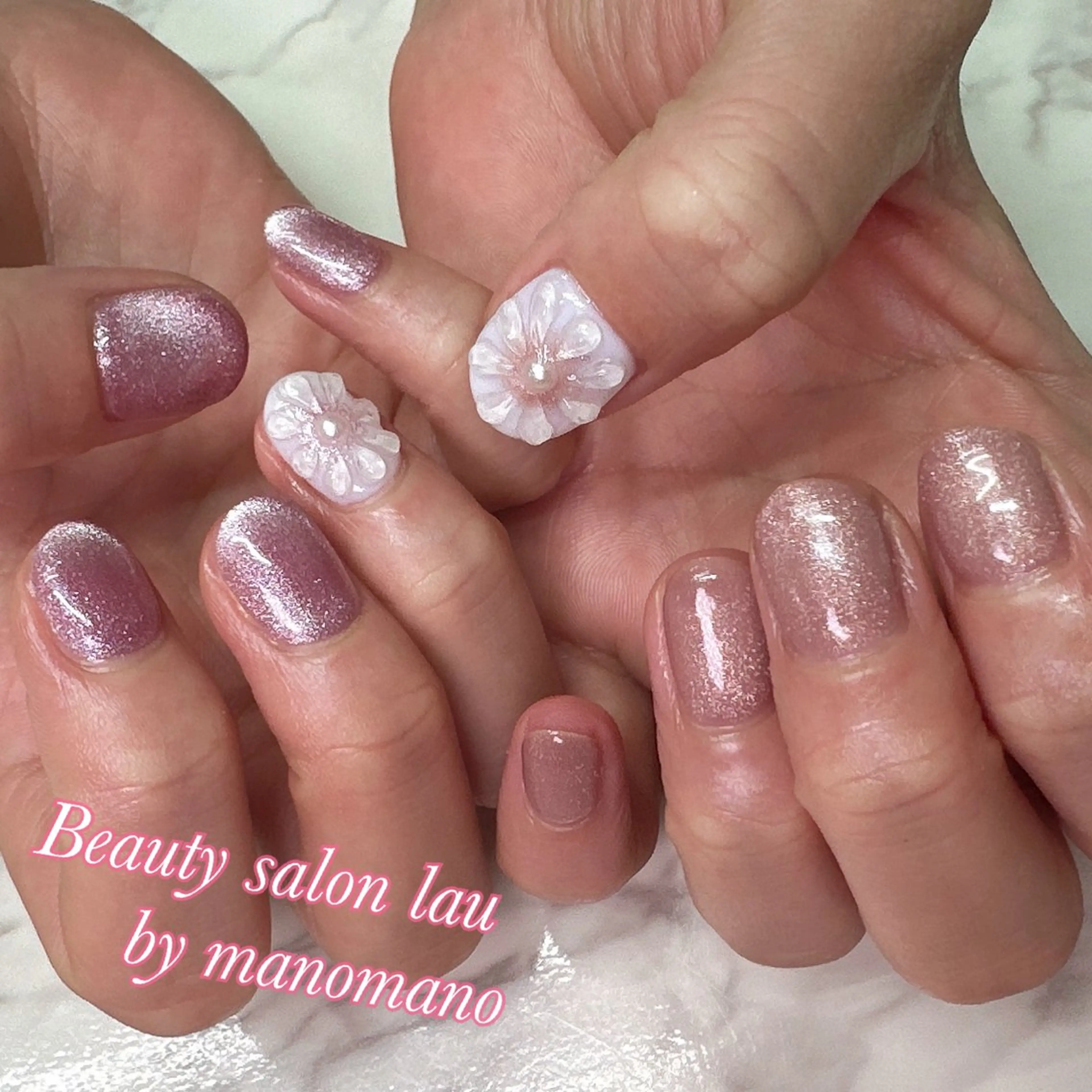 ネイル アートネイル フラワーネイル マグネットネイル ぷっくりネイル ハンドネイル ラウバイマノマノ なかざとのネイルデザイン