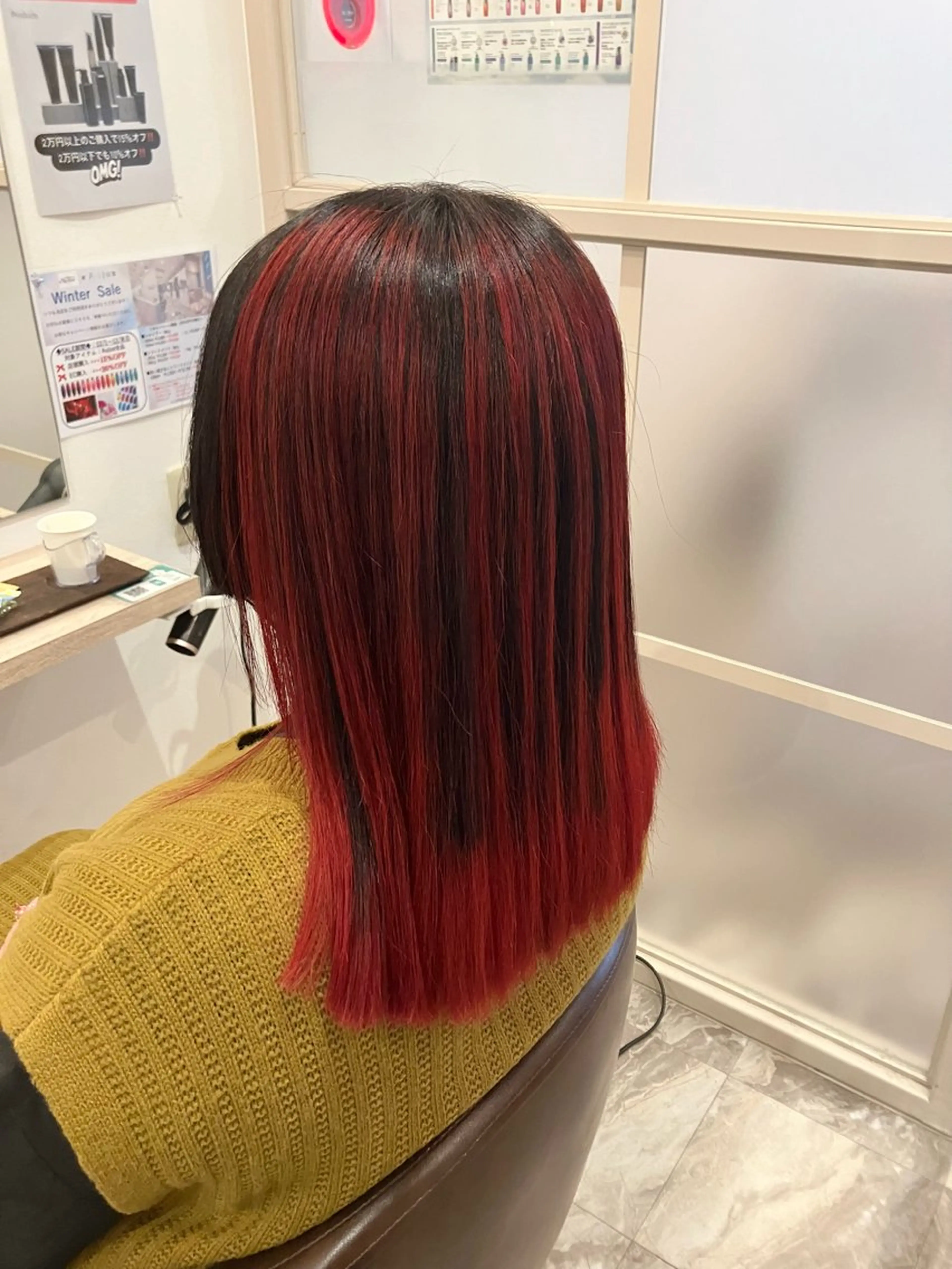 ミディアム カラー ブリーチ 縮毛矯正 ブリーチ&ストレート 長谷川勇人のヘアスタイル