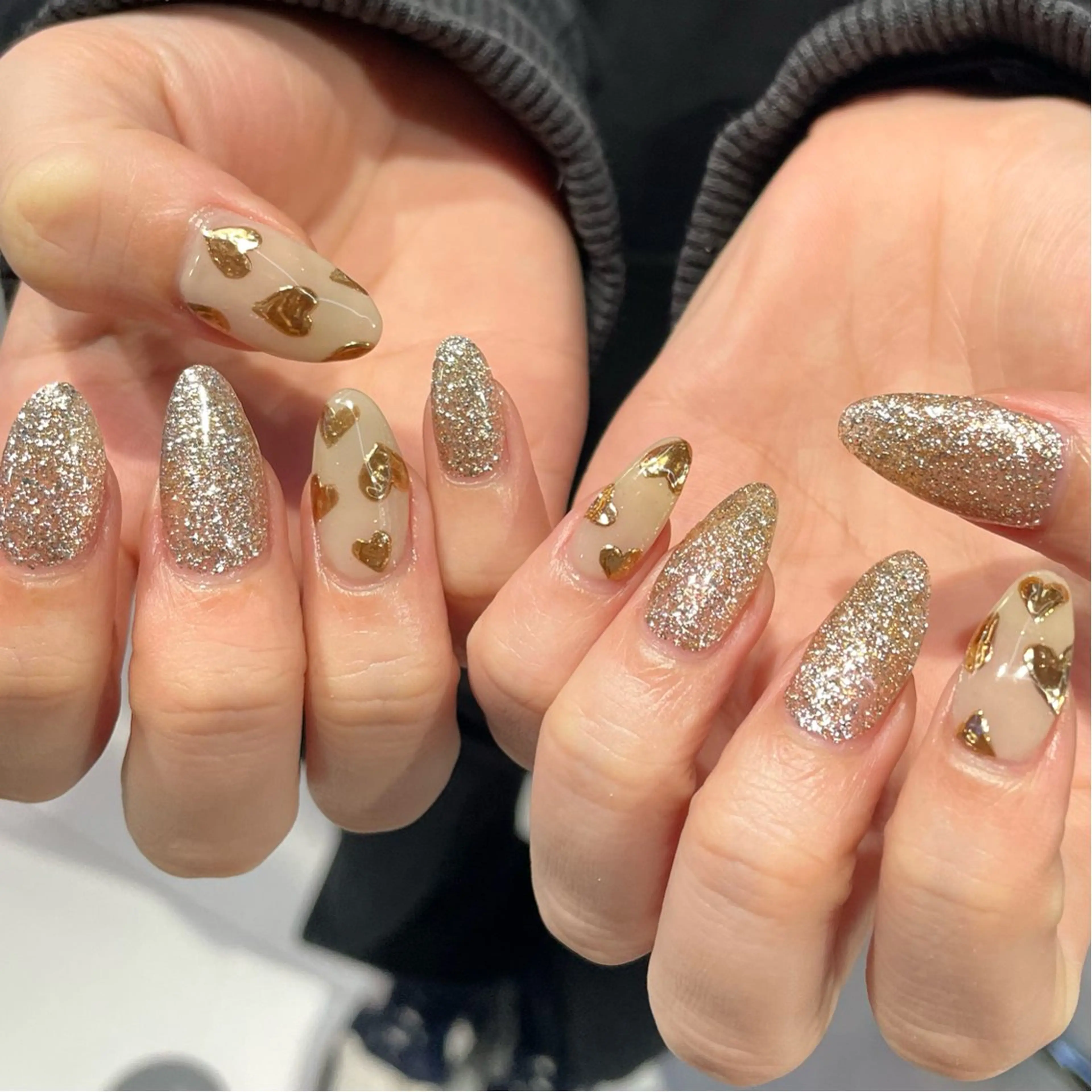 ネイル ハート ミラーネイル M.wish Yukinaのネイルデザイン