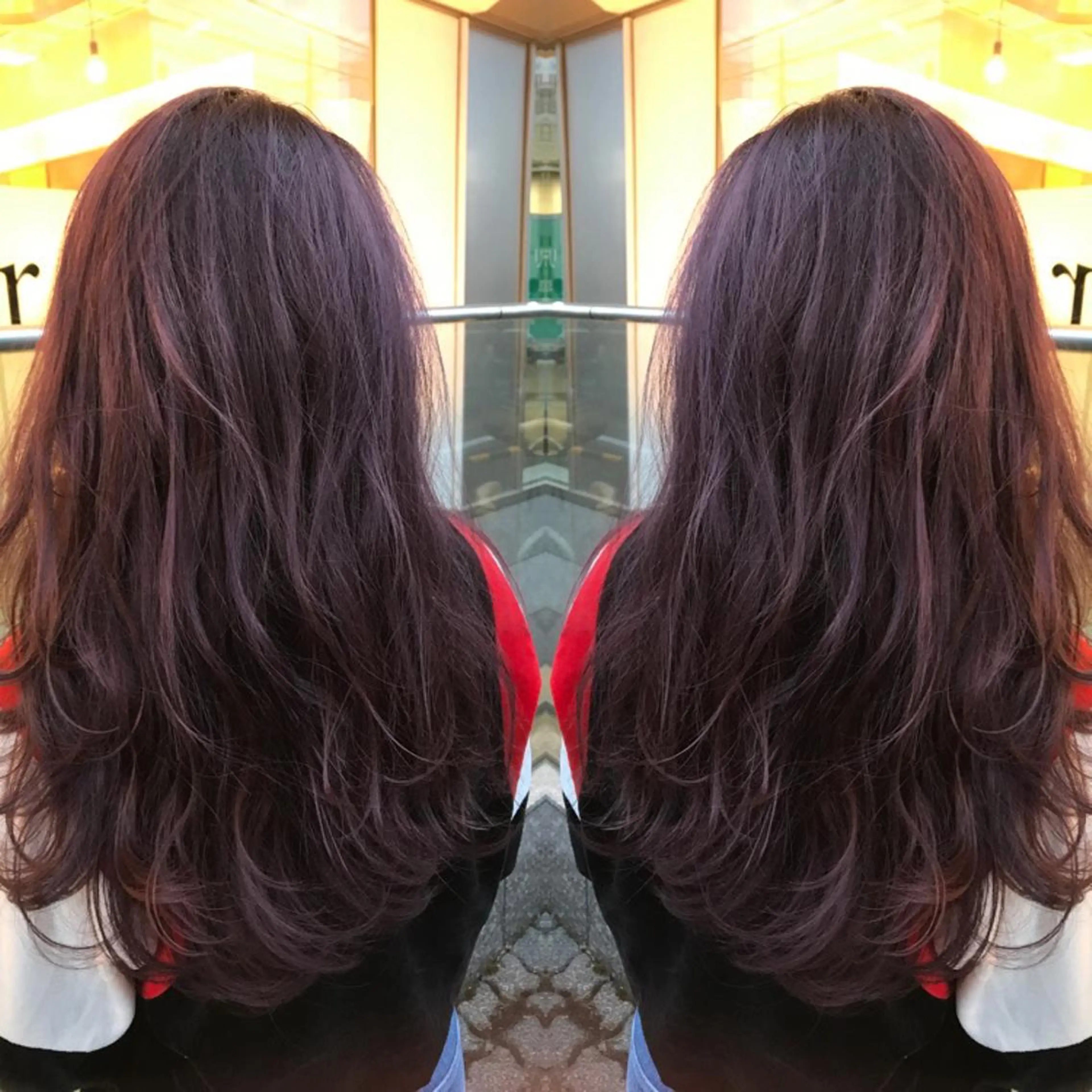 ロング カラー グレージュ イルミナカラー ラベンダーカラー ラベンダーグレージュ ラベンダーグレー 青木 茂樹⭐️ 透明感カラーのヘアスタイル