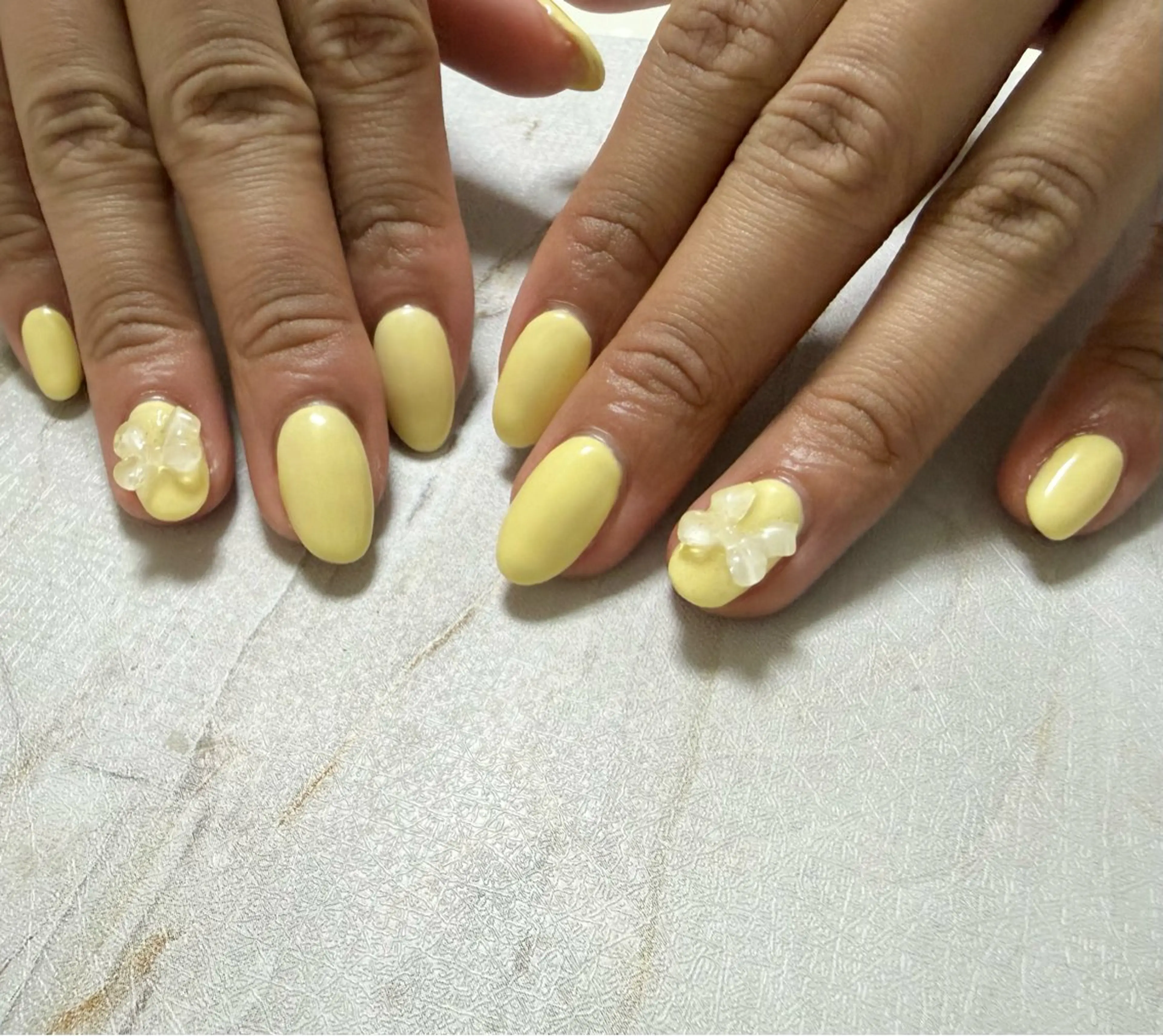 ネイル ブルー パステルネイル リボン 春ネイル 黄色 岩澤 恵子のネイルデザイン