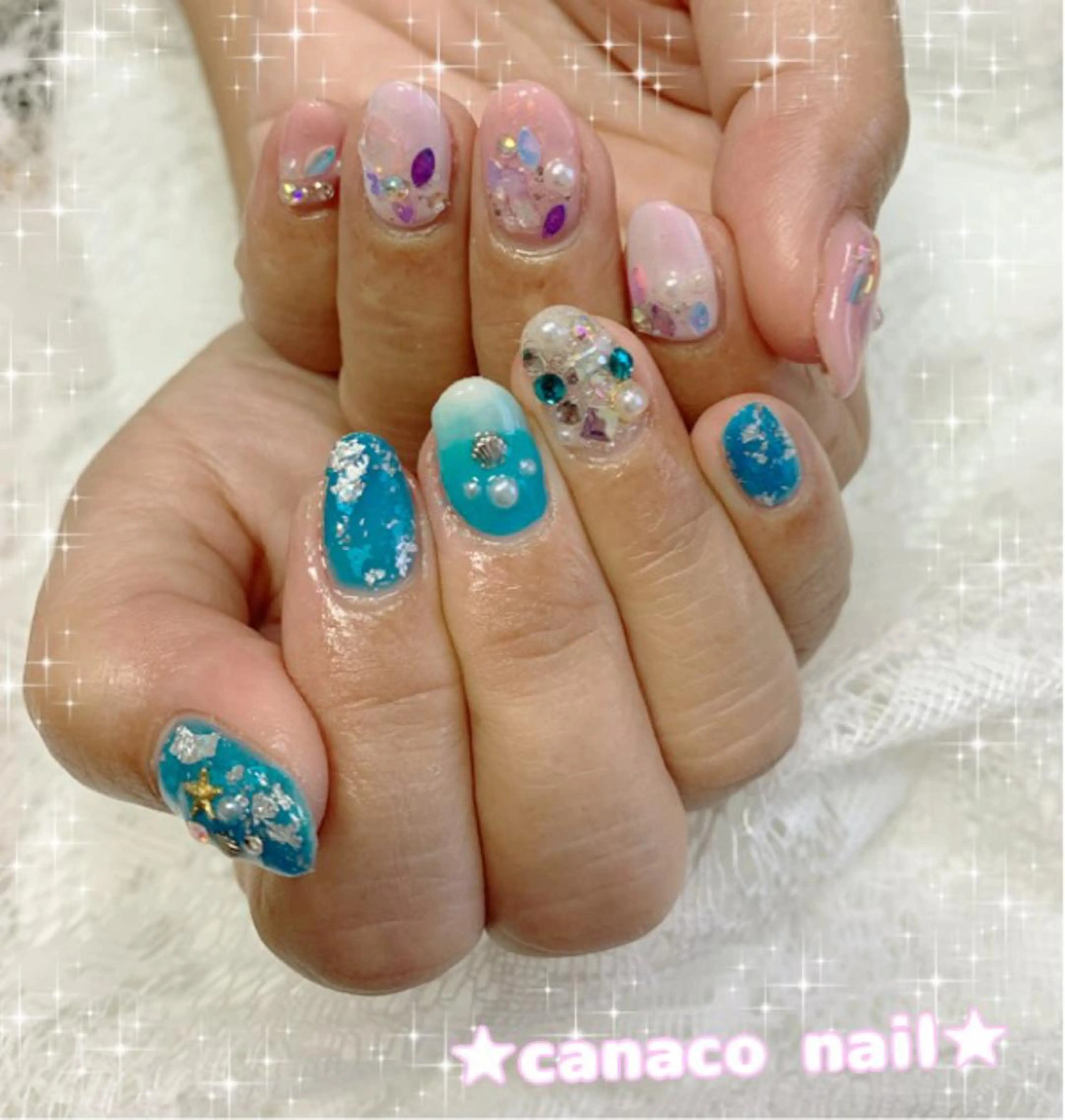 ネイル アートネイル ジェルネイル パラジェル ストーンネイル ハンドネイル ハンドケア Felice所属・ベテランネイル cnc  nailのネイルデザイン
