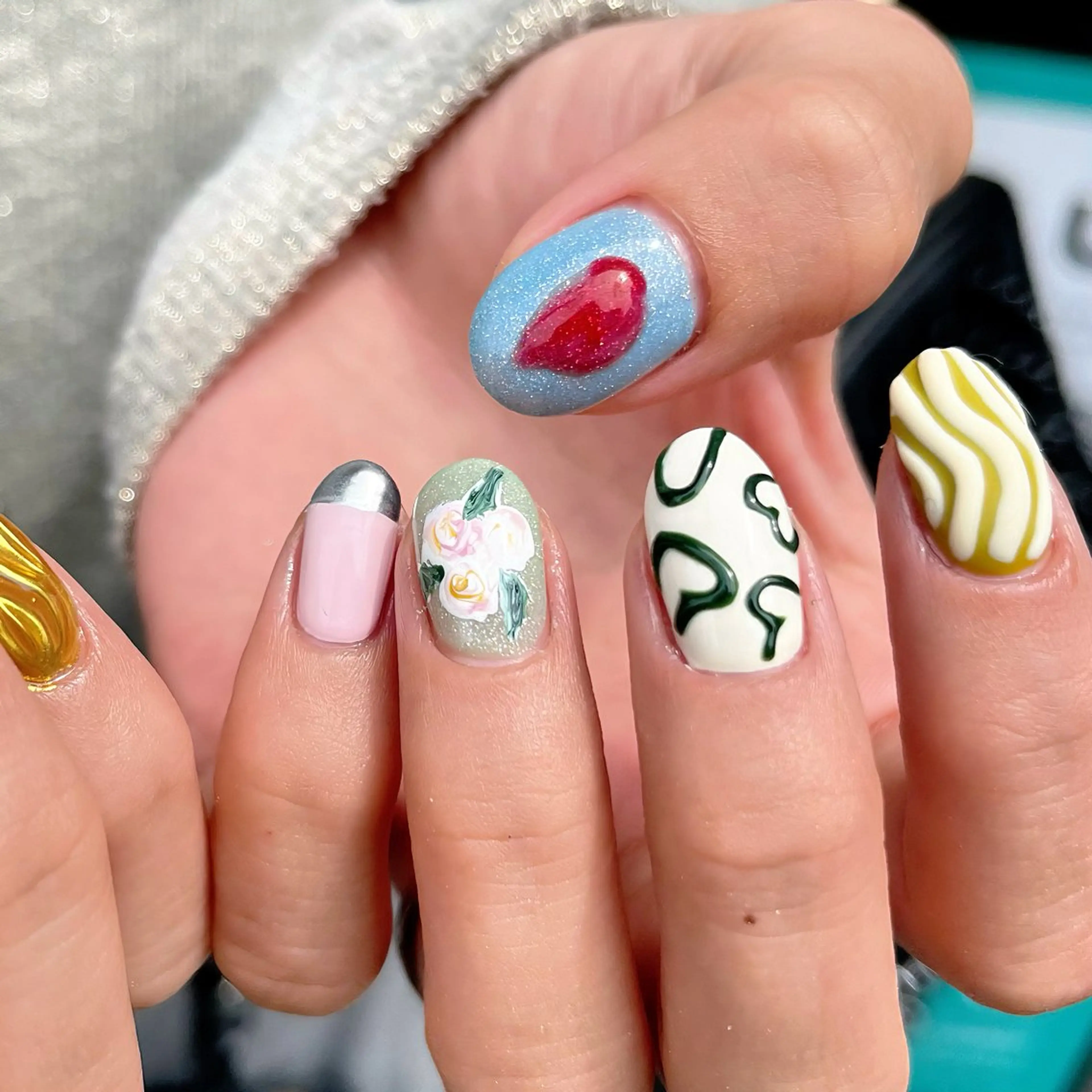 ネイル フラッシュネイル ハート マグネットネイル ニュアンスネイル ピンク ハンドネイル 🫧OPELIA NAIL渋谷🫧のネイルデザイン