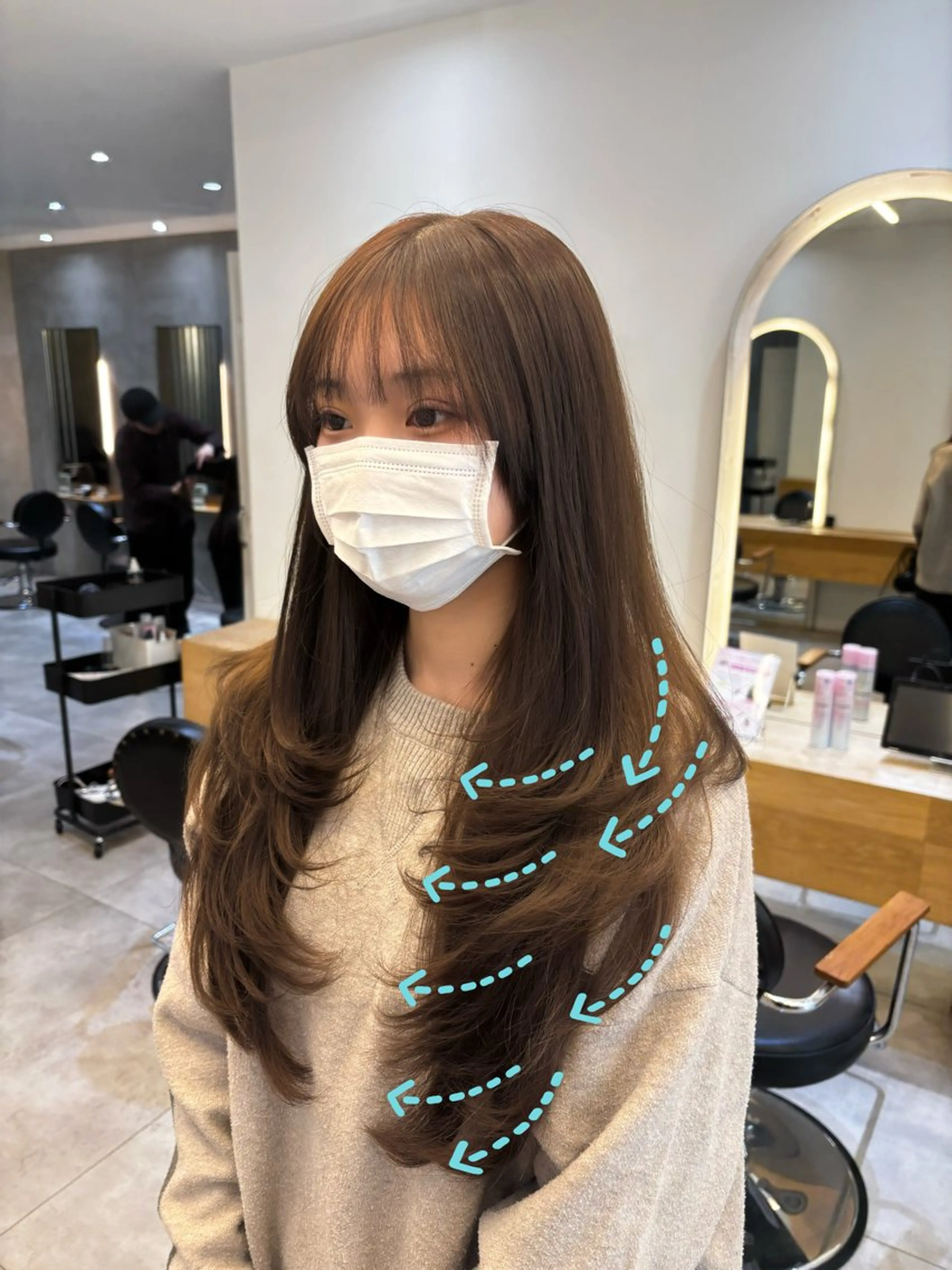 ロング レイヤーカット カット ヘアカラー トリートメント 🍀祥吾🍀レイヤー 艶髪❣️髪質改善❤️のヘアスタイル