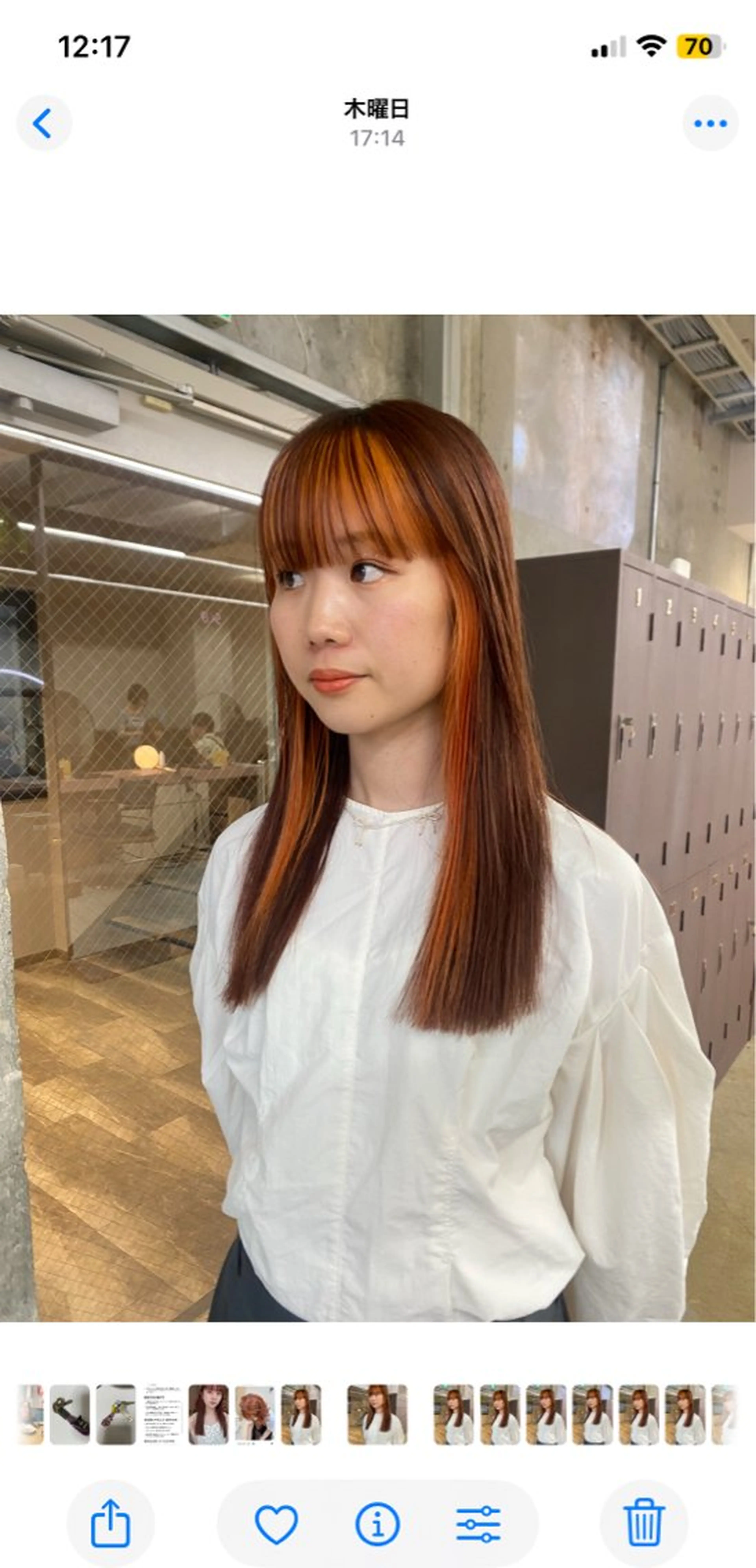 ロング カット ヘアカラー トリートメント 暖色カラー/オリーブ /ミニボブ/白柳美空のヘアスタイル