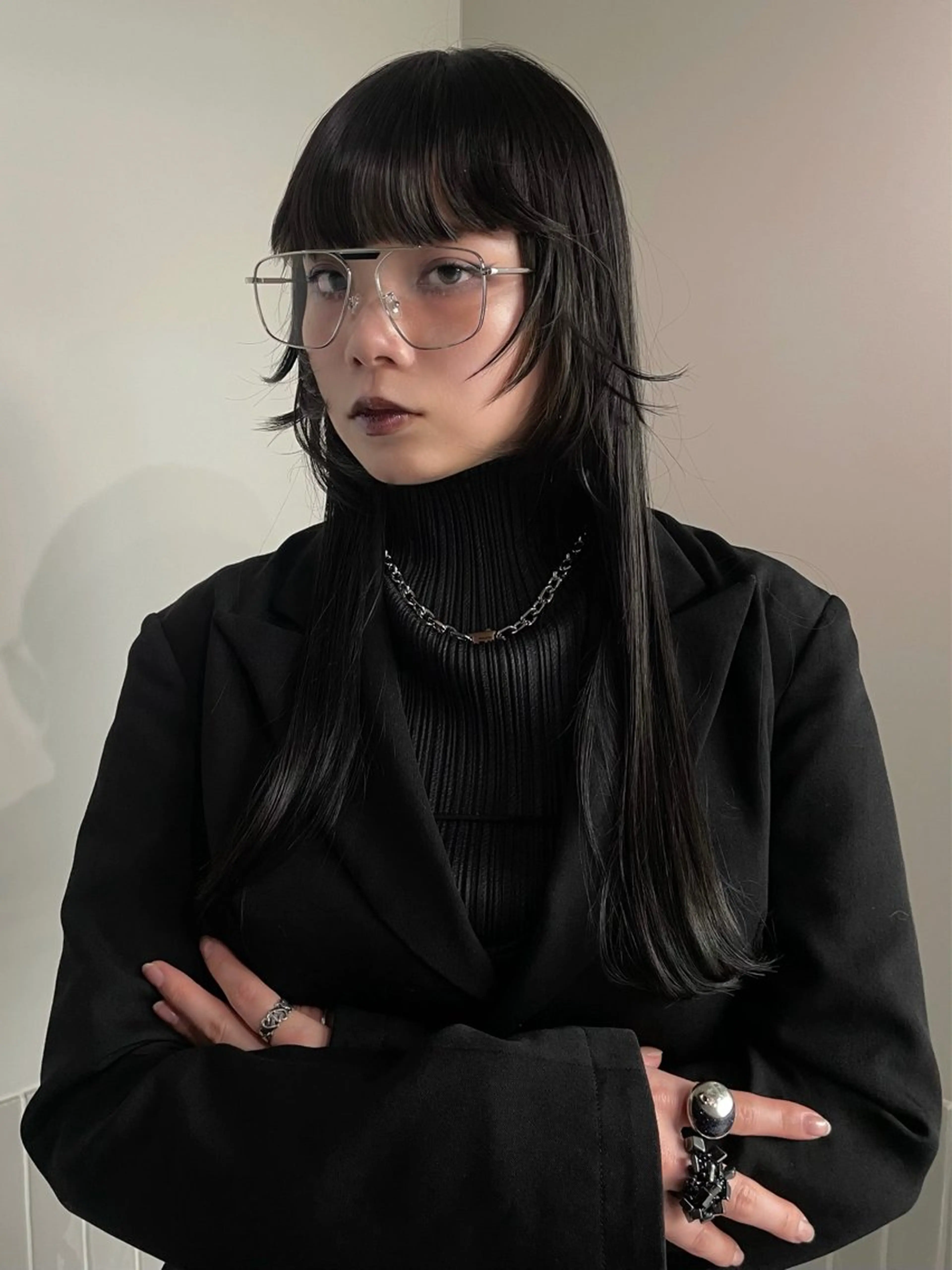 ロング カラー 顔周りカット レイヤーカット stén所属・HARUKA/原宿 ハイトーン/レイヤーのヘアスタイル