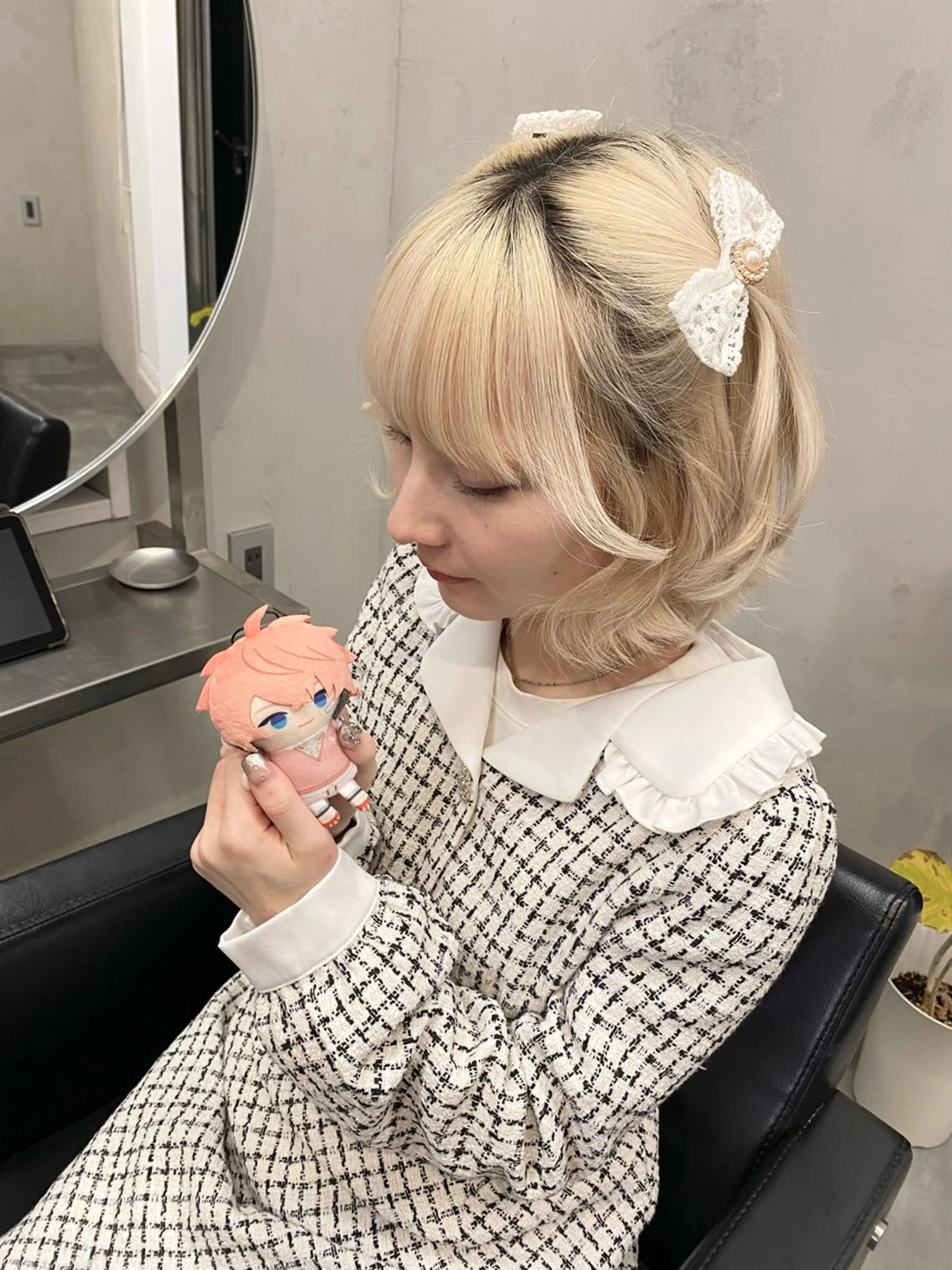 ショート ショートボブ ボブ ショートヘア ヘアセット ななみ/博多/ ブリーチ/髪質改善のヘアスタイル