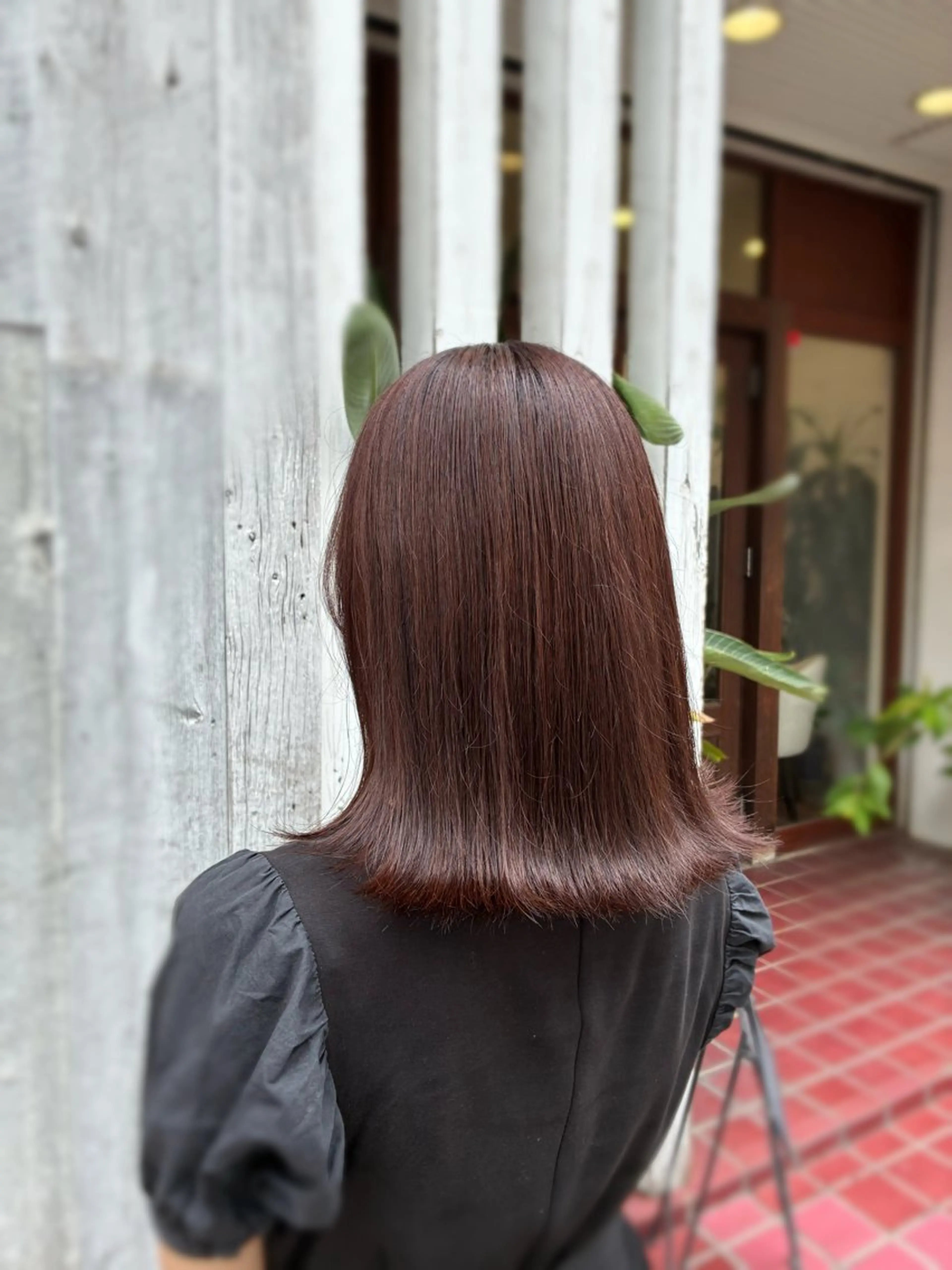 ミディアム カラー ブラウンカラー ピンクカラー ピンクブラウン ヘアカラー トリートメント 梅原 姫🍬🐰のヘアスタイル