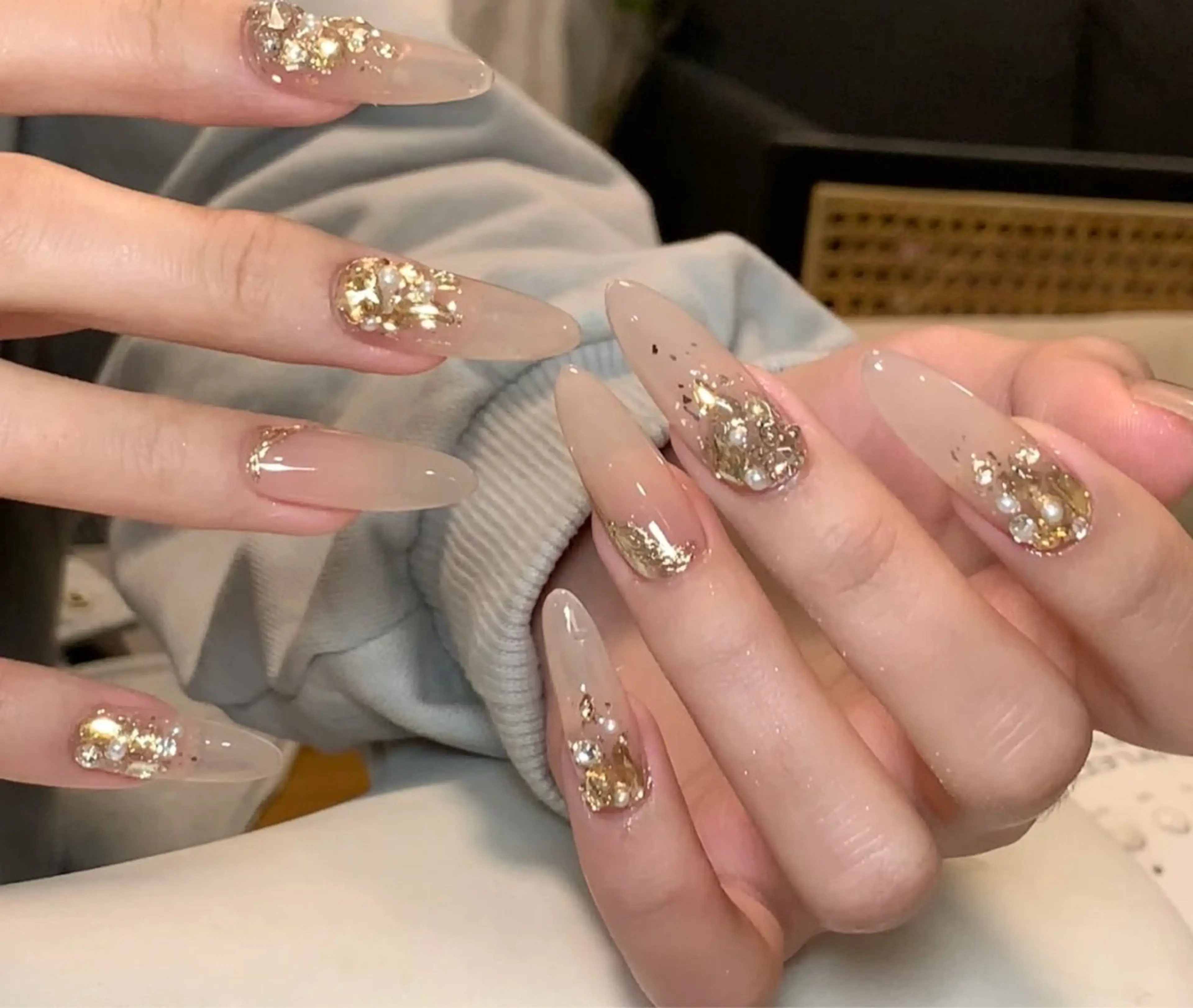 ネイル アートネイル オーロラネイル チークネイル フレンチネイル ガラスフレンチ ハンドネイル 🎀🎀YooLi Nail Salonのネイルデザイン