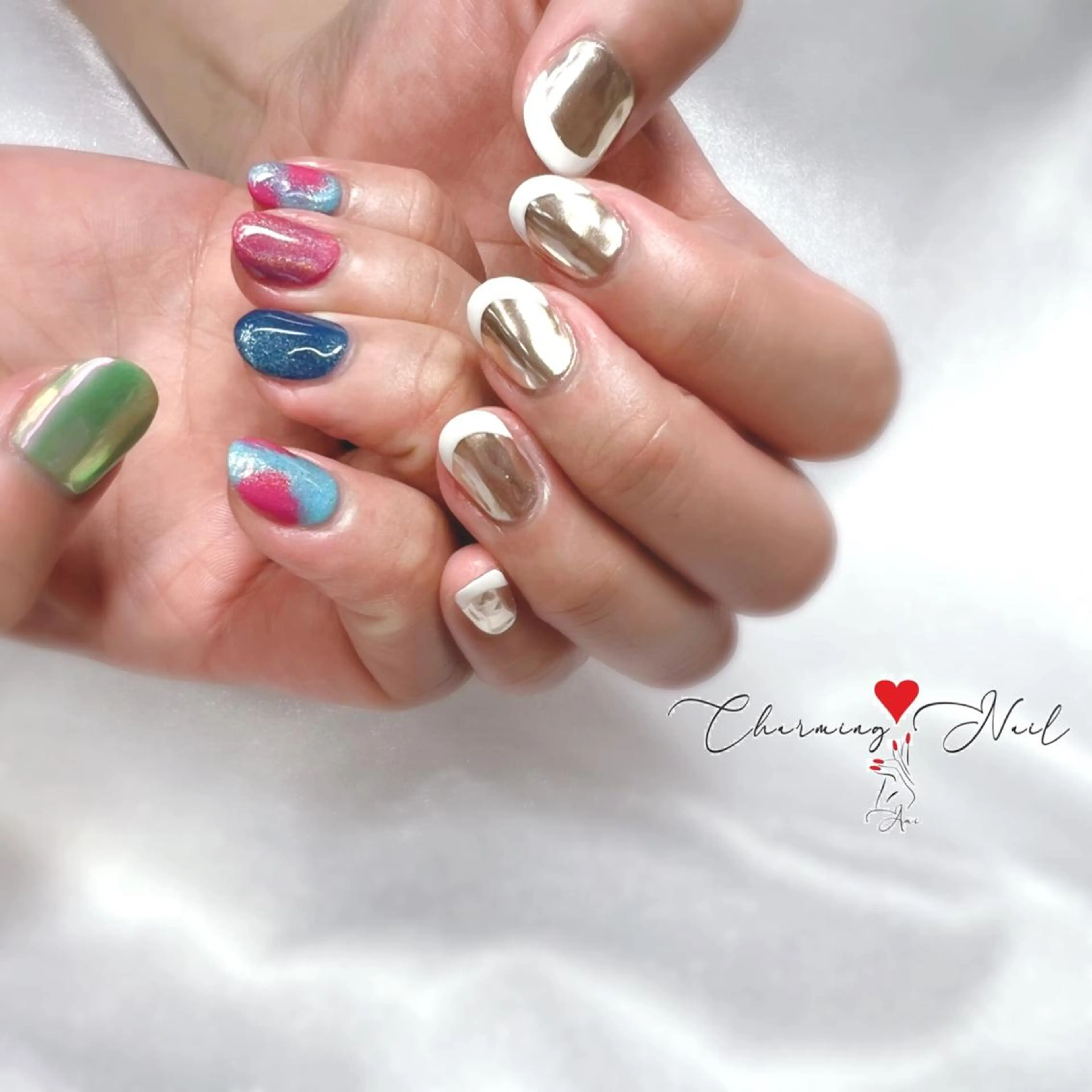 ネイル オーロラネイル フレンチネイル ミラーネイル 持ち込み ニュアンスネイル Charming❤️Nail所属・Nailist Amiのその他イメージ