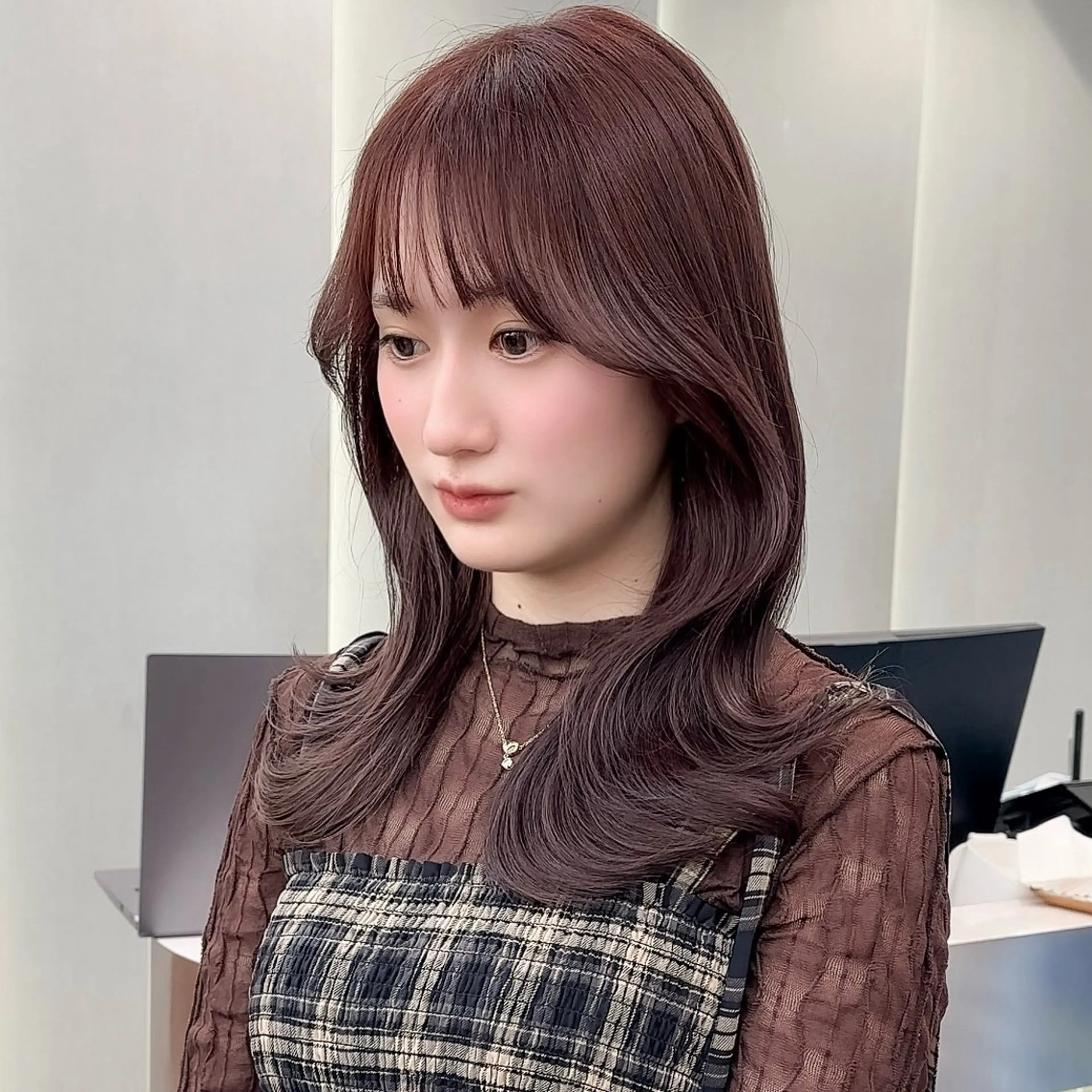 ロング カット ヘアカラー トリートメント 縮毛矯正/韓国ヘア /レイヤー🎀ミズキのヘアスタイル