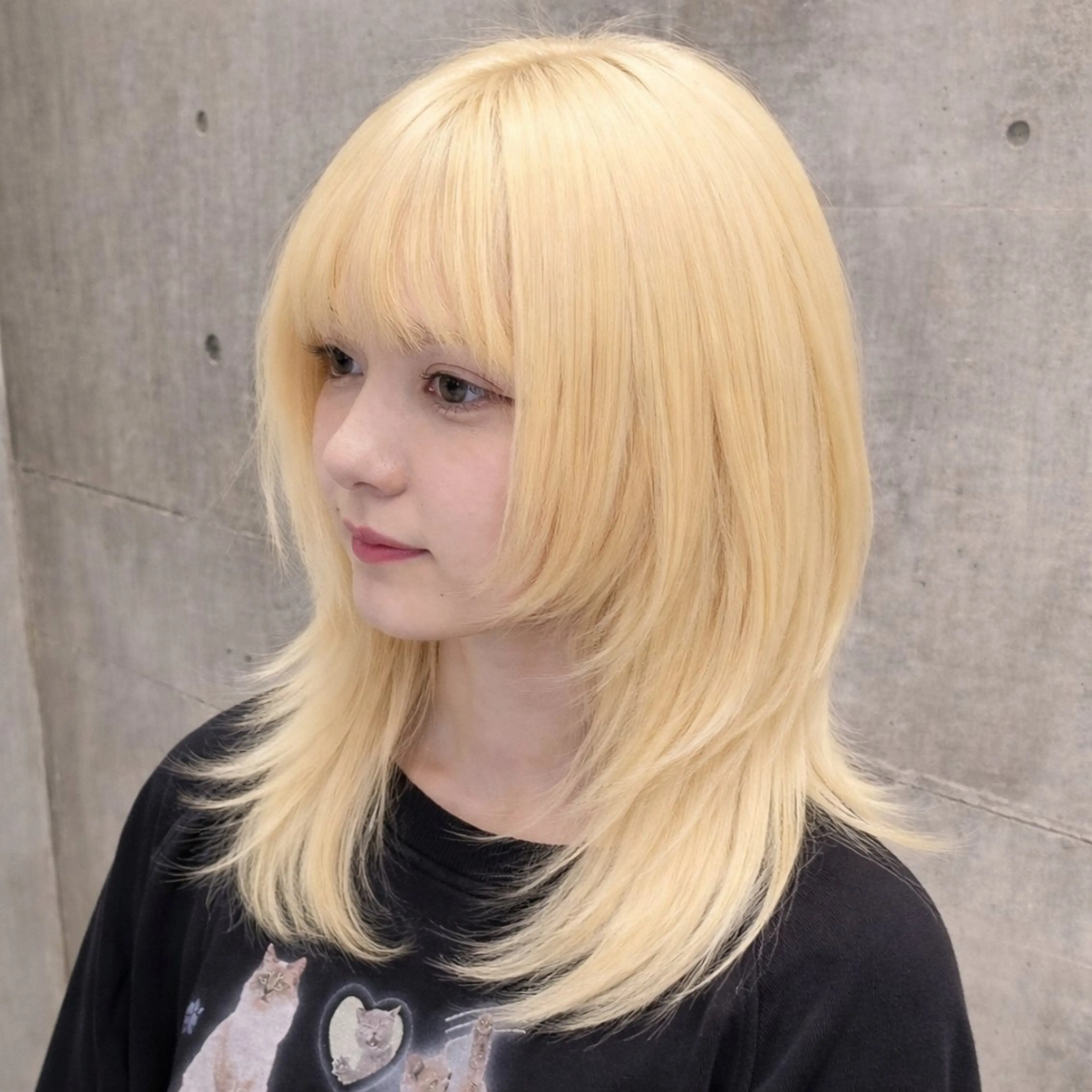 ミディアム カラー ブリーチ ブロンド ケアブリーチ ハイトーンカラー ハッシュカット ✨ブリーチ支持No1 複雑履歴修正/舘岡のヘアスタイル