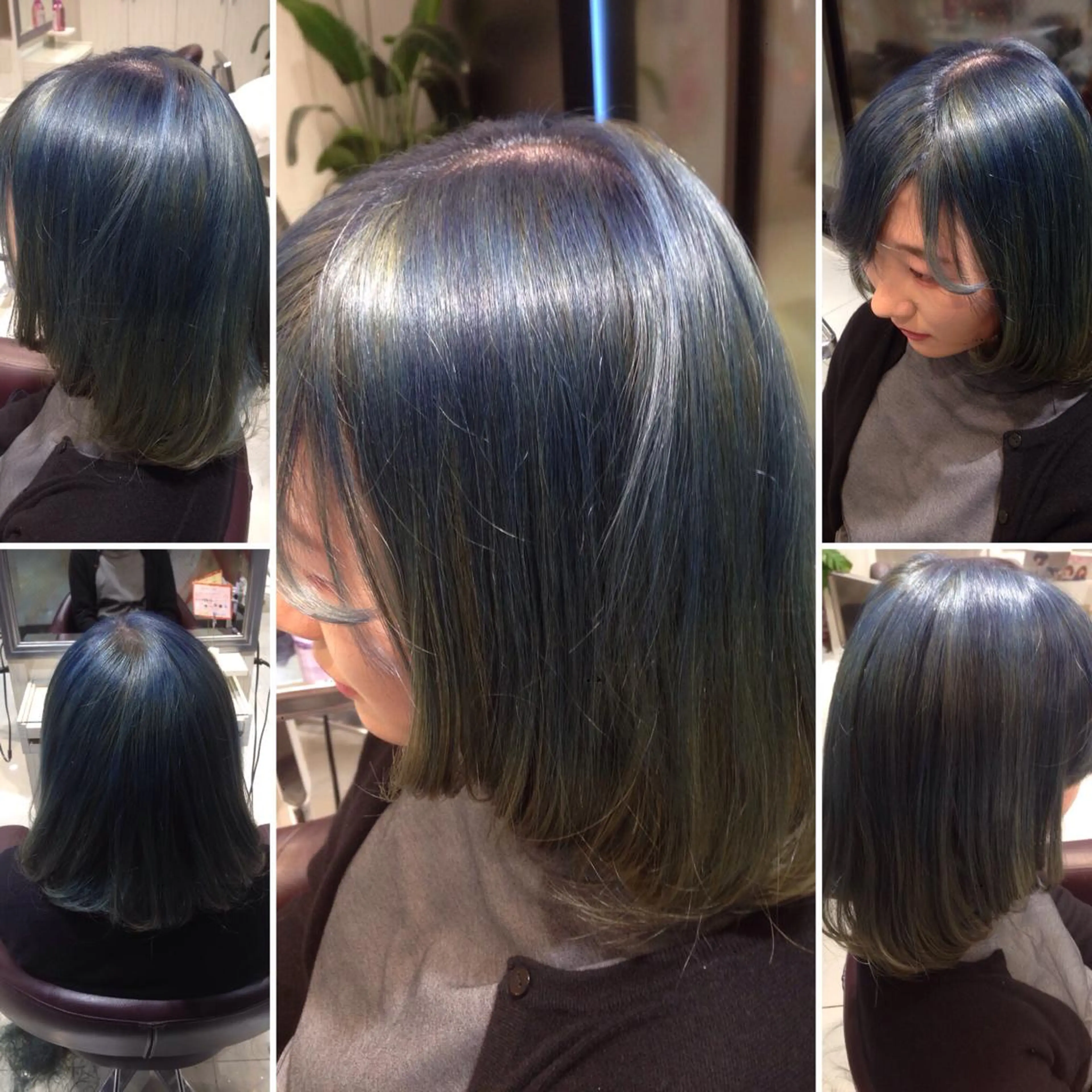 ミディアム セミロング カラー ブルーカラー ダブルカラー ✨艶髪✨透明感✨ 山内大樹のヘアスタイル