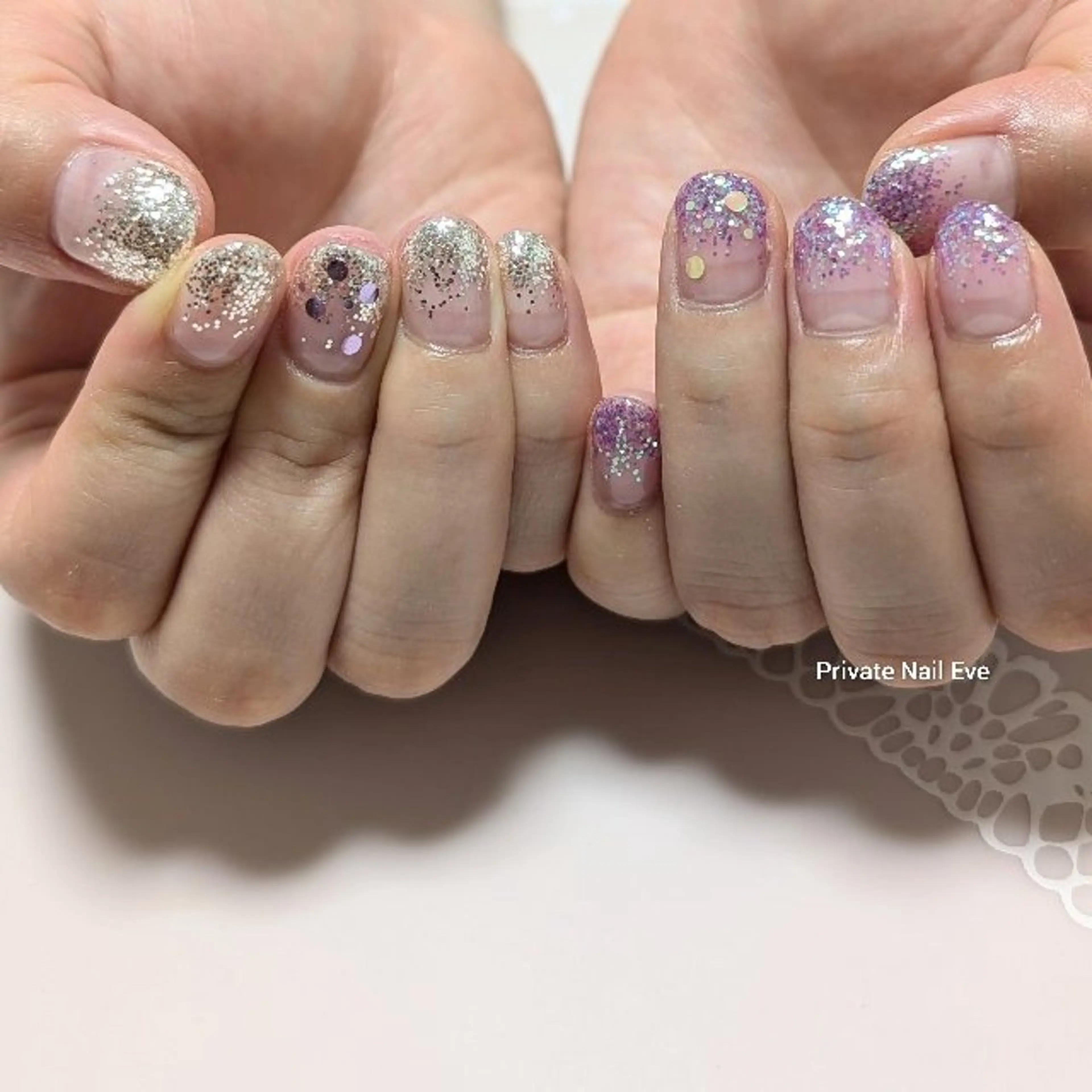 ネイル グラデーション ラメ(グリッター) ラメグラデーション ハンドネイル ネイル junkoのネイルデザイン