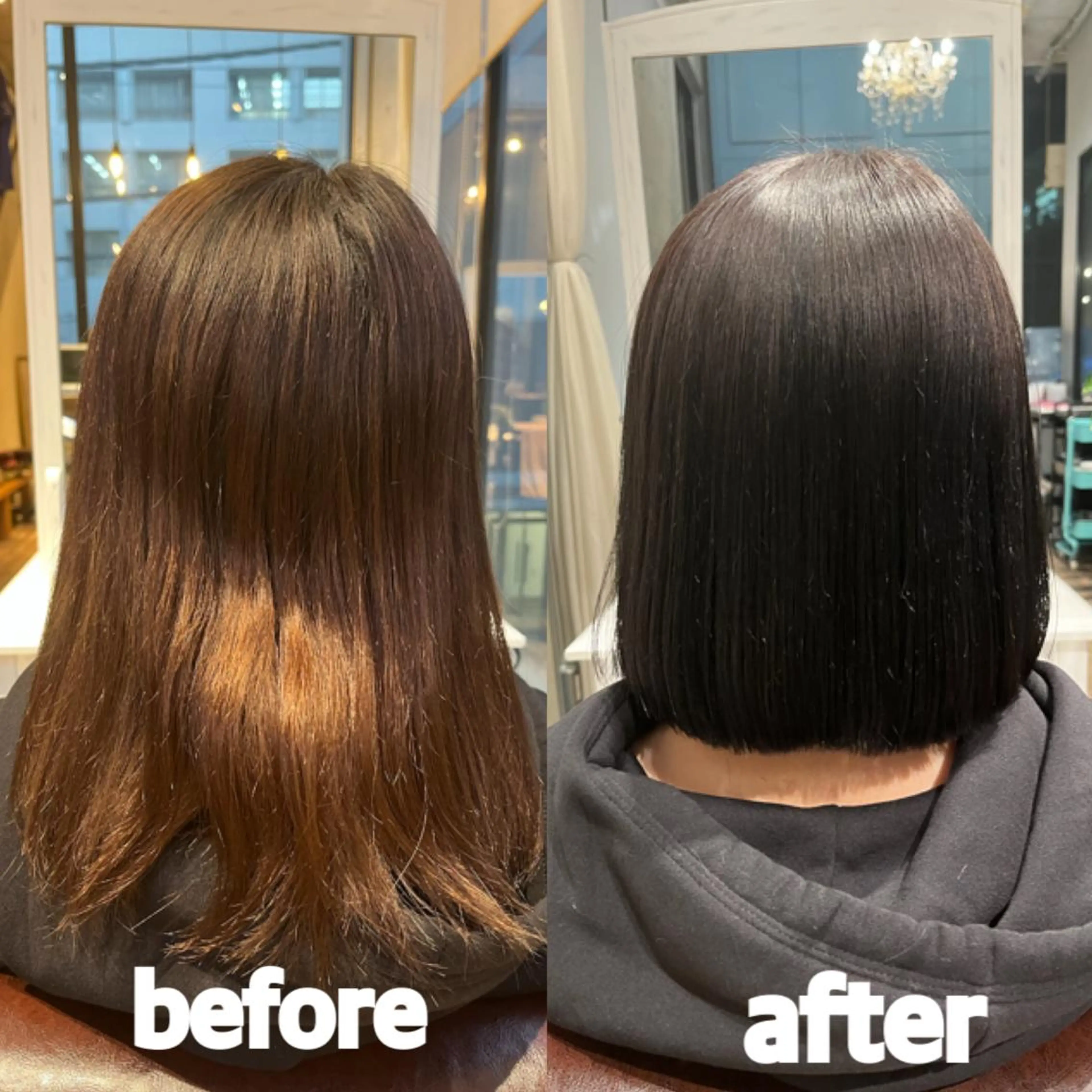 ミディアム ヘアカラー 縮毛矯正 トリートメント ⭐️圧倒的艶髪⭐️ Neo⭐️のヘアスタイル