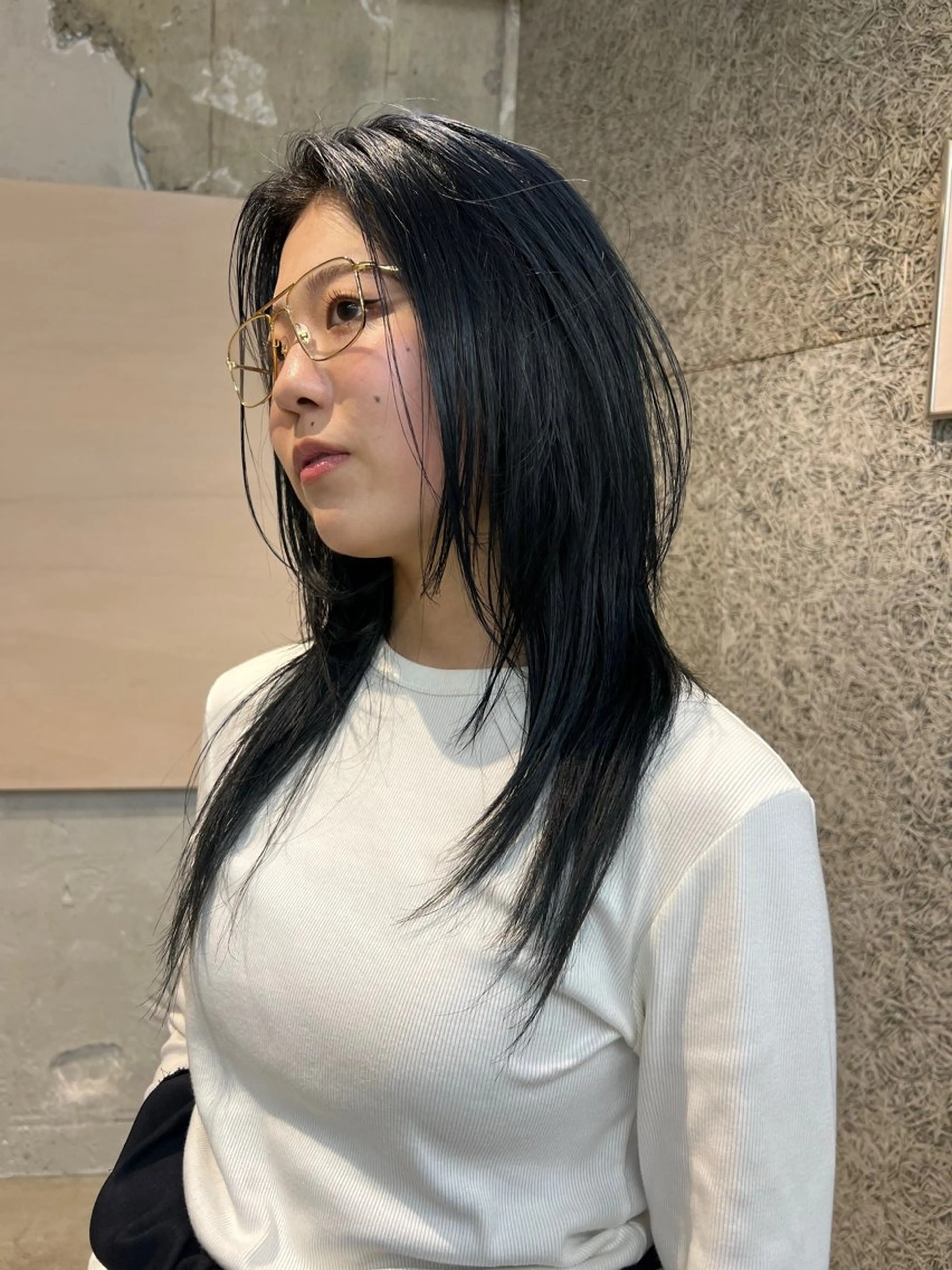 ロング カラー ネイビーカラー カット ヘアカラー casey所属・yu  /透明感 カラー/caseyのヘアスタイル