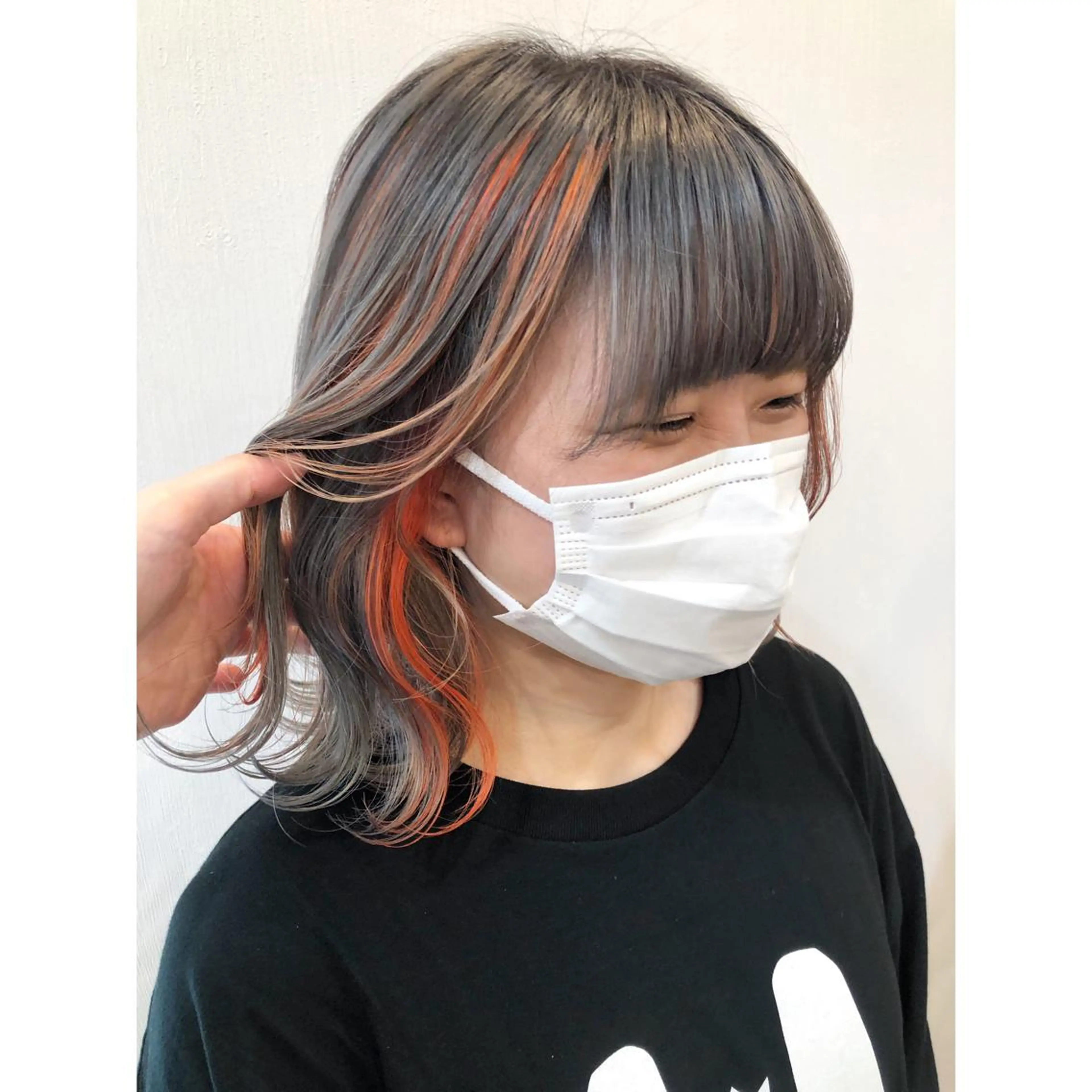 ミディアム カラー オレンジ 推しカラー✨ オタク美容師ユウカのヘアスタイル