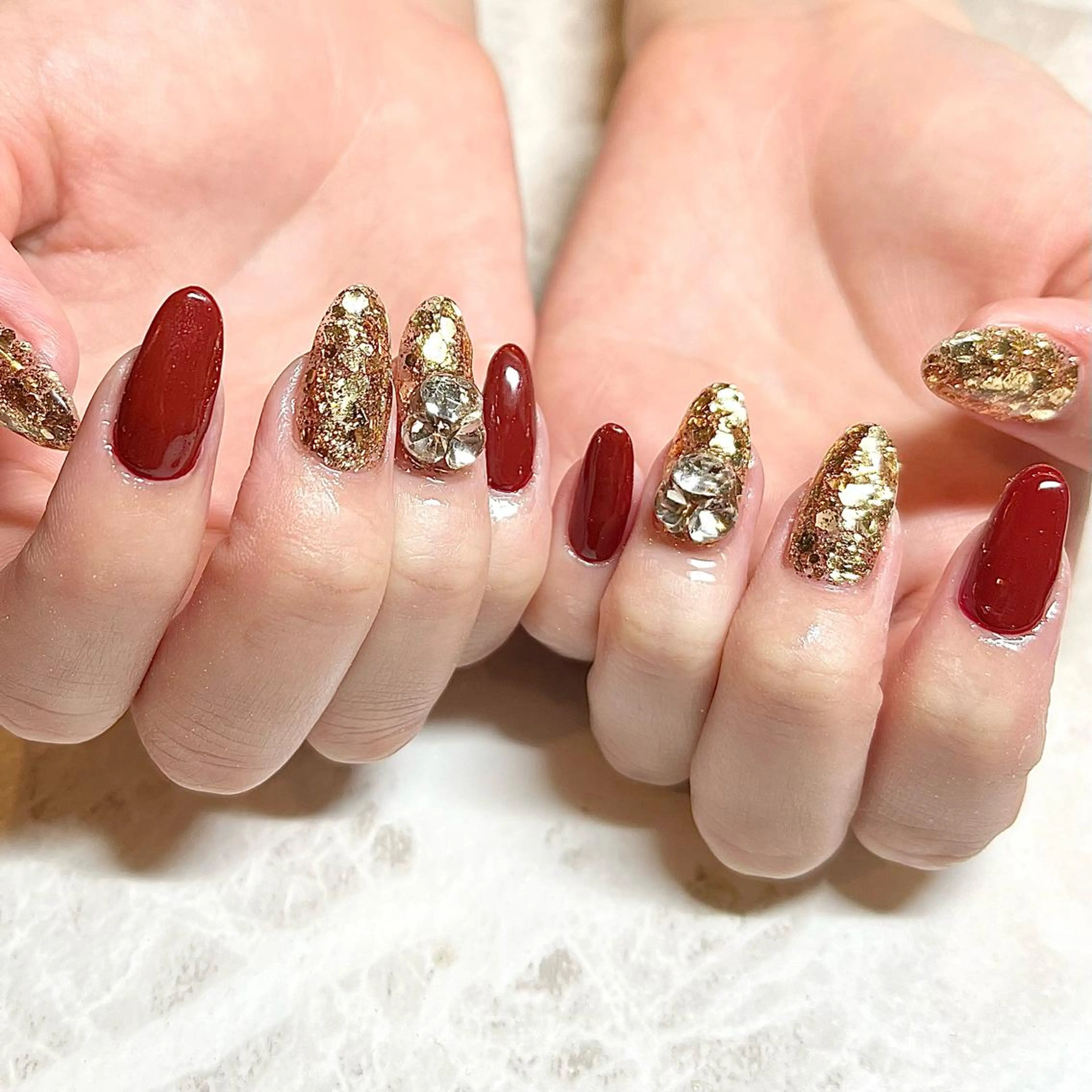 ネイル ワンカラーネイル ストーンネイル ハンドネイル MyFairLady ゆかのネイルデザイン