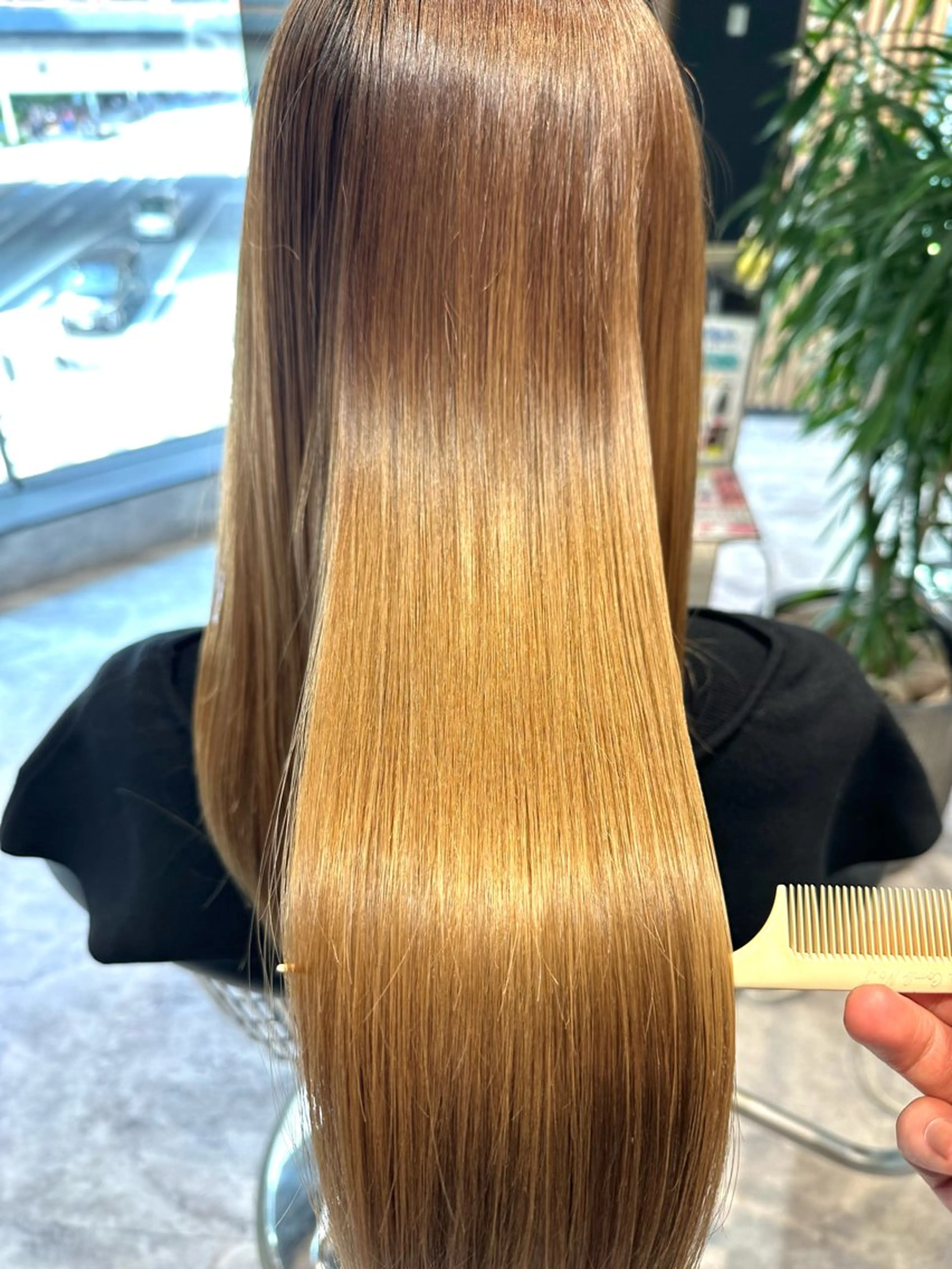 ロング カラー パーマ トリートメント 酸性ストレート 酸熱トリートメント ストレートパーマ カット ヘアカラー 縮毛矯正 トリートメント 美髪矯正/酸性ストレ ート/艶カラー/堅田のヘアスタイル