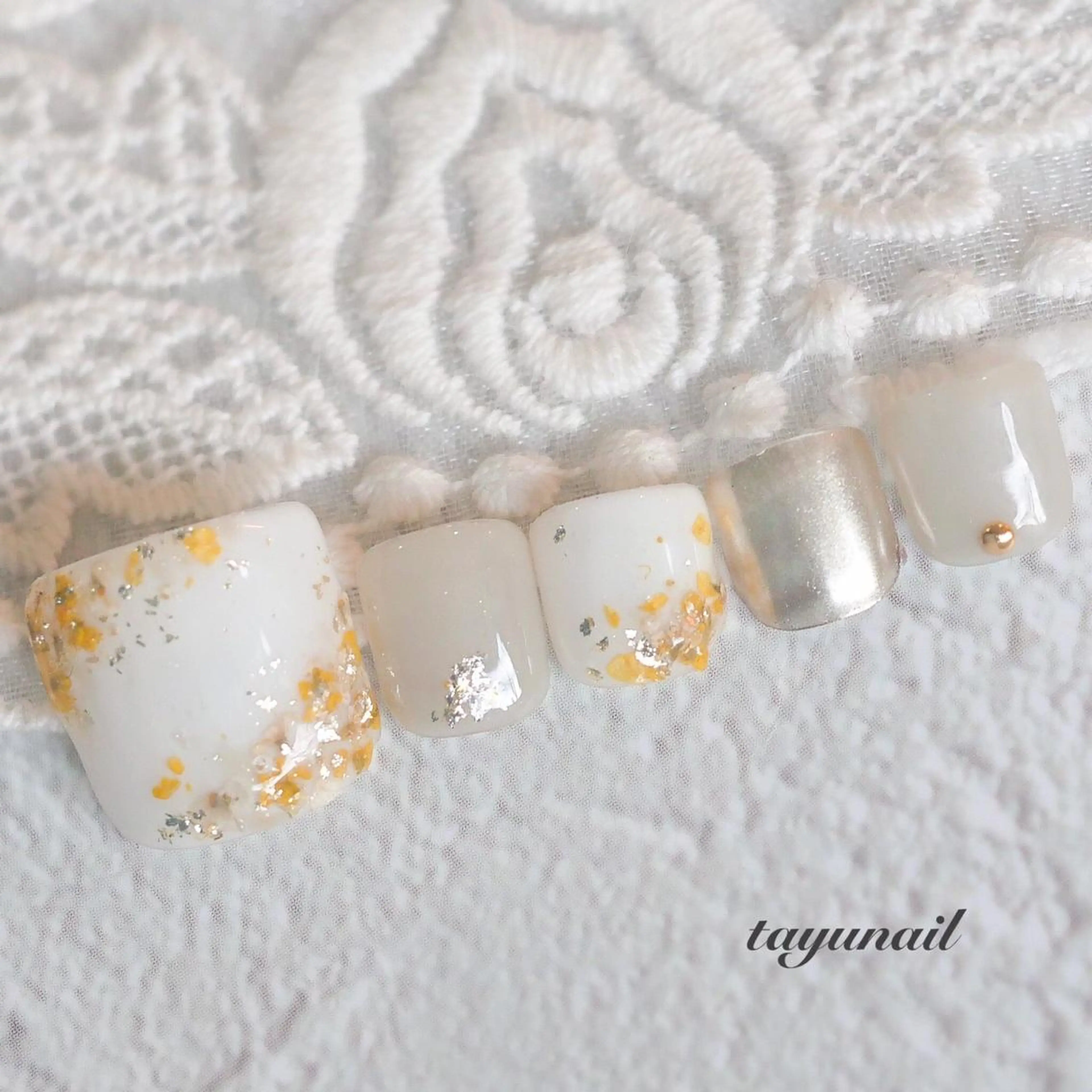 ネイル アートネイル フラワーネイル フットネイル ジェルネイル グリーン フットネイル ネイルサロン・ネイルスクール　たゆnail所属・ネイルサロン 【たゆnail】のネイルデザイン