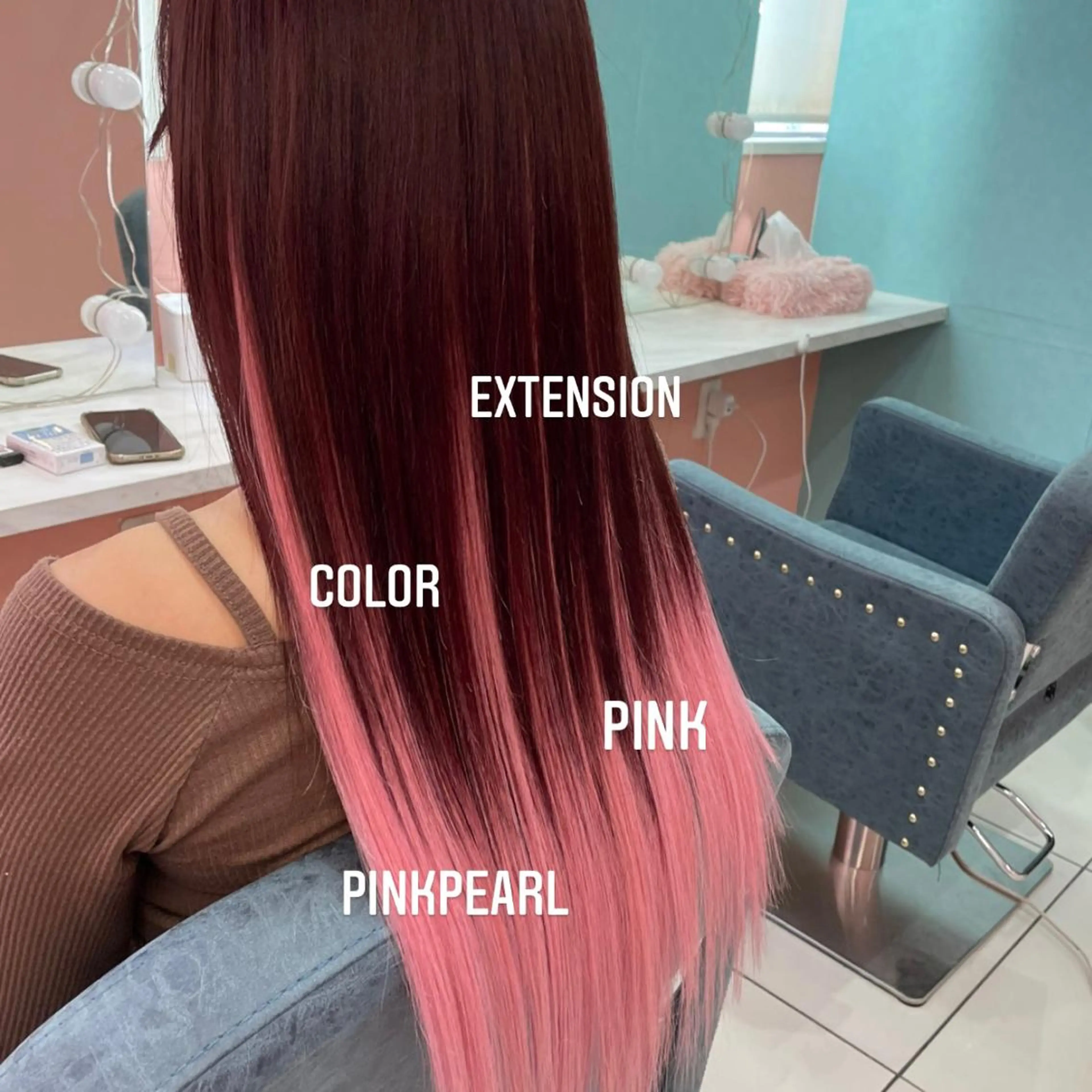 ロング カラー エクステ🩵ブリーチ 韓国ヘア🩵KAEのヘアスタイル