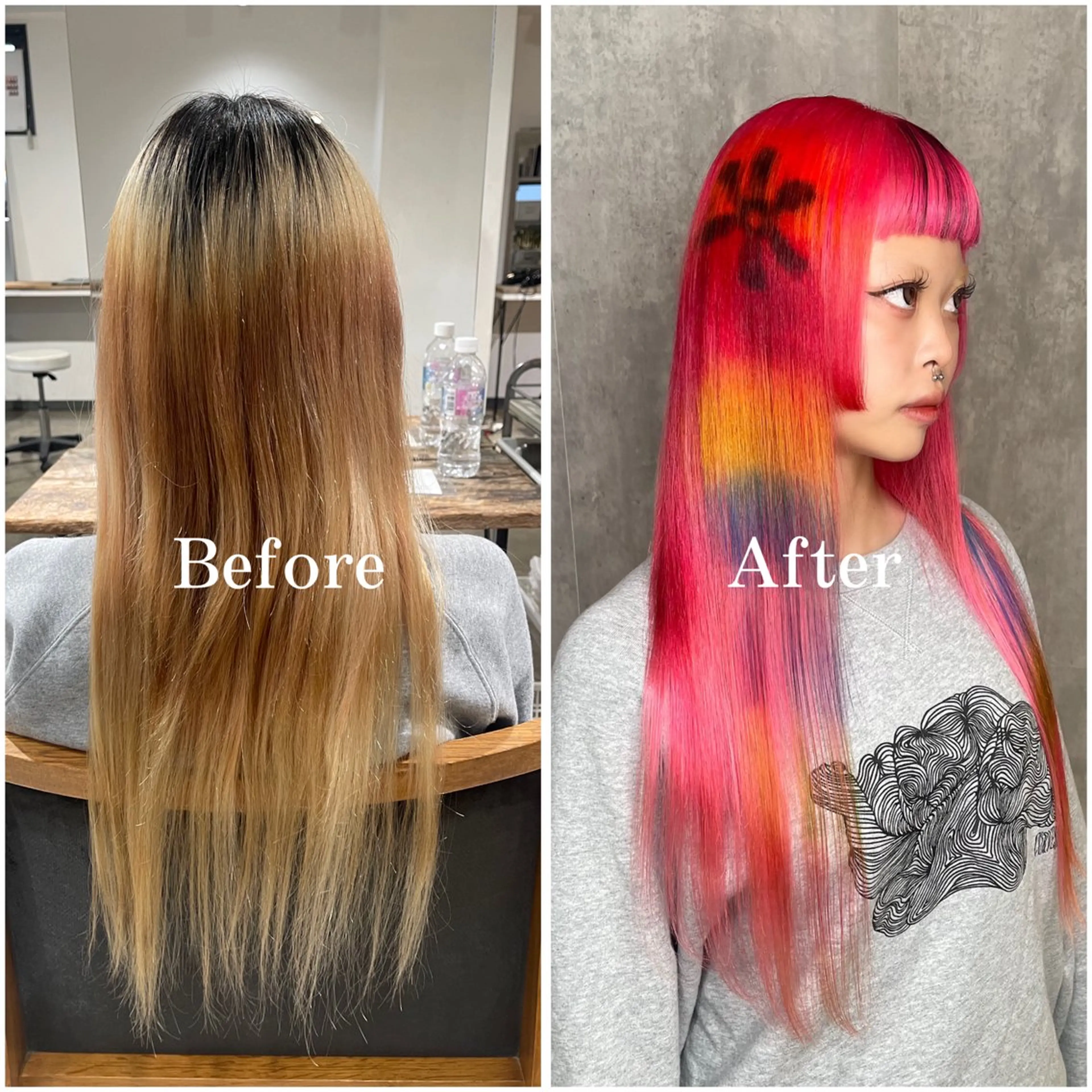 ロング カラー ブリーチ デザインカラー ハイトーンカラー ムラ修正/ ハイトーン💖Riaのヘアスタイル