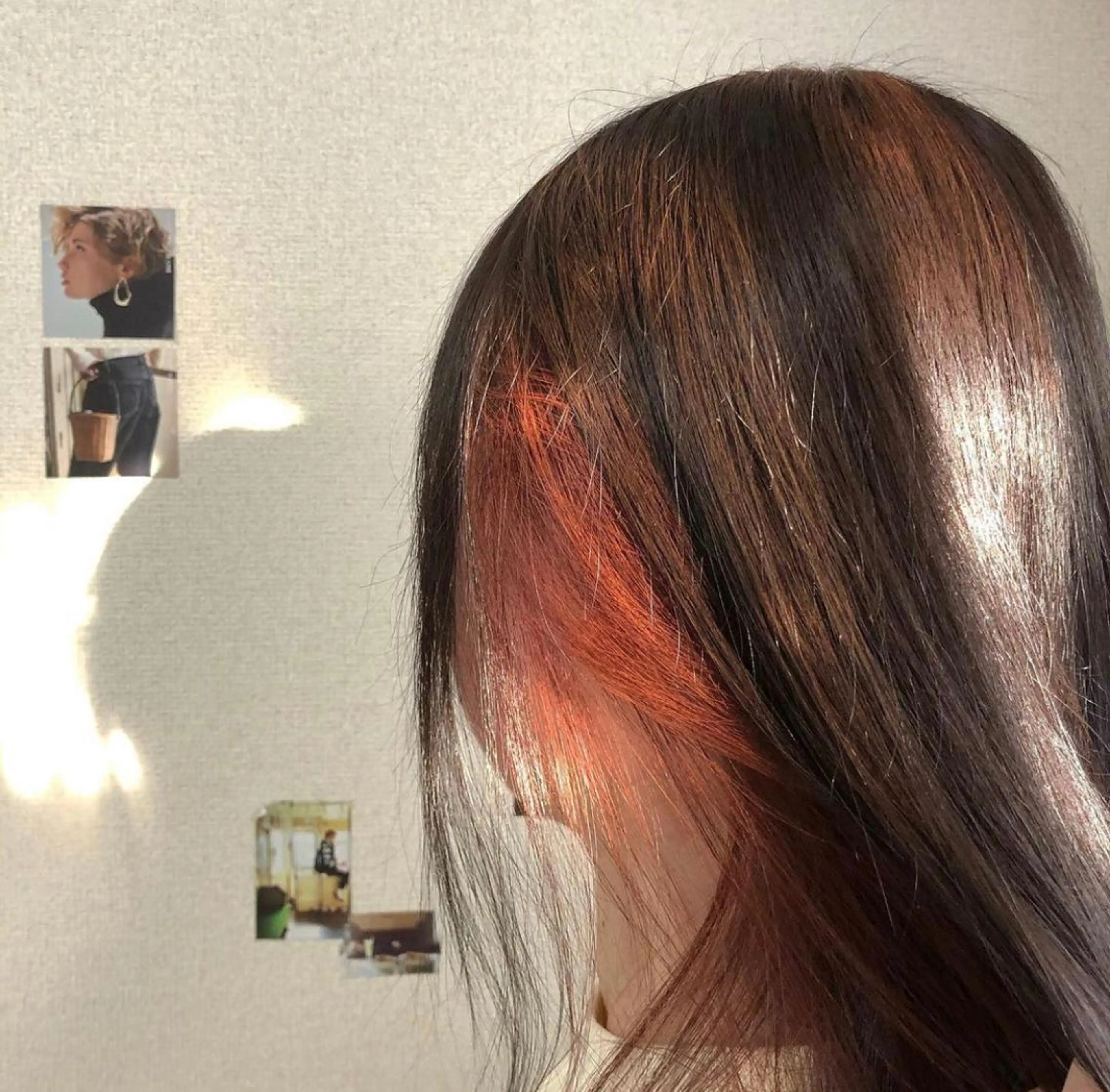 セミロング カラー デザインカラー オレンジ INORI /フェイスレイヤーのヘアスタイル