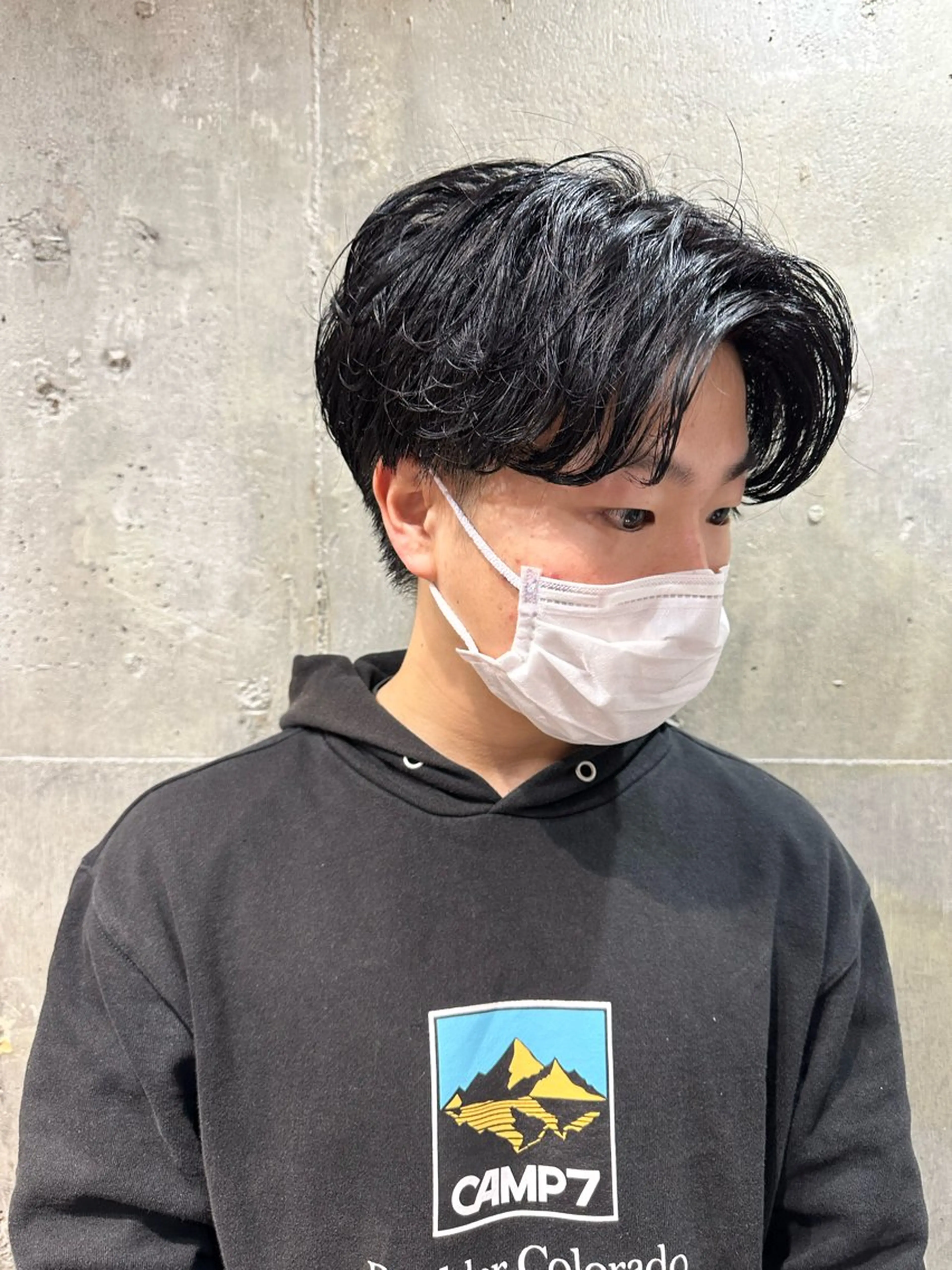 ショート パーマ メンズ センターパート メンズパーマ MEN'S SALON SOLEIL by alfRed所属・SOLEIL 白井 ／メンズ専門のヘアスタイル