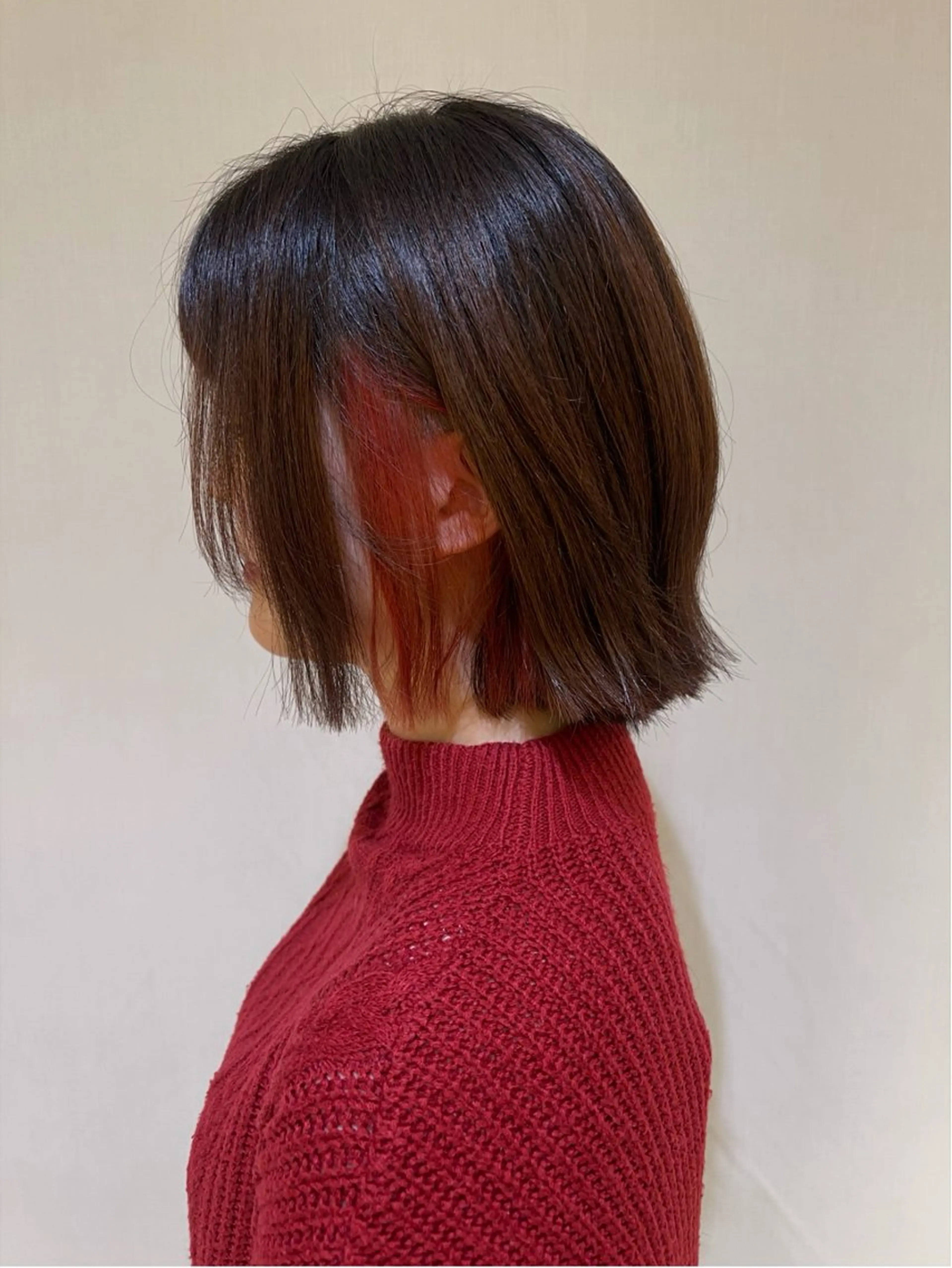 ミディアム カラー レッドカラー カット ヘアカラー トリートメント 髪質改善縮毛矯正 💎TOMOのヘアスタイル