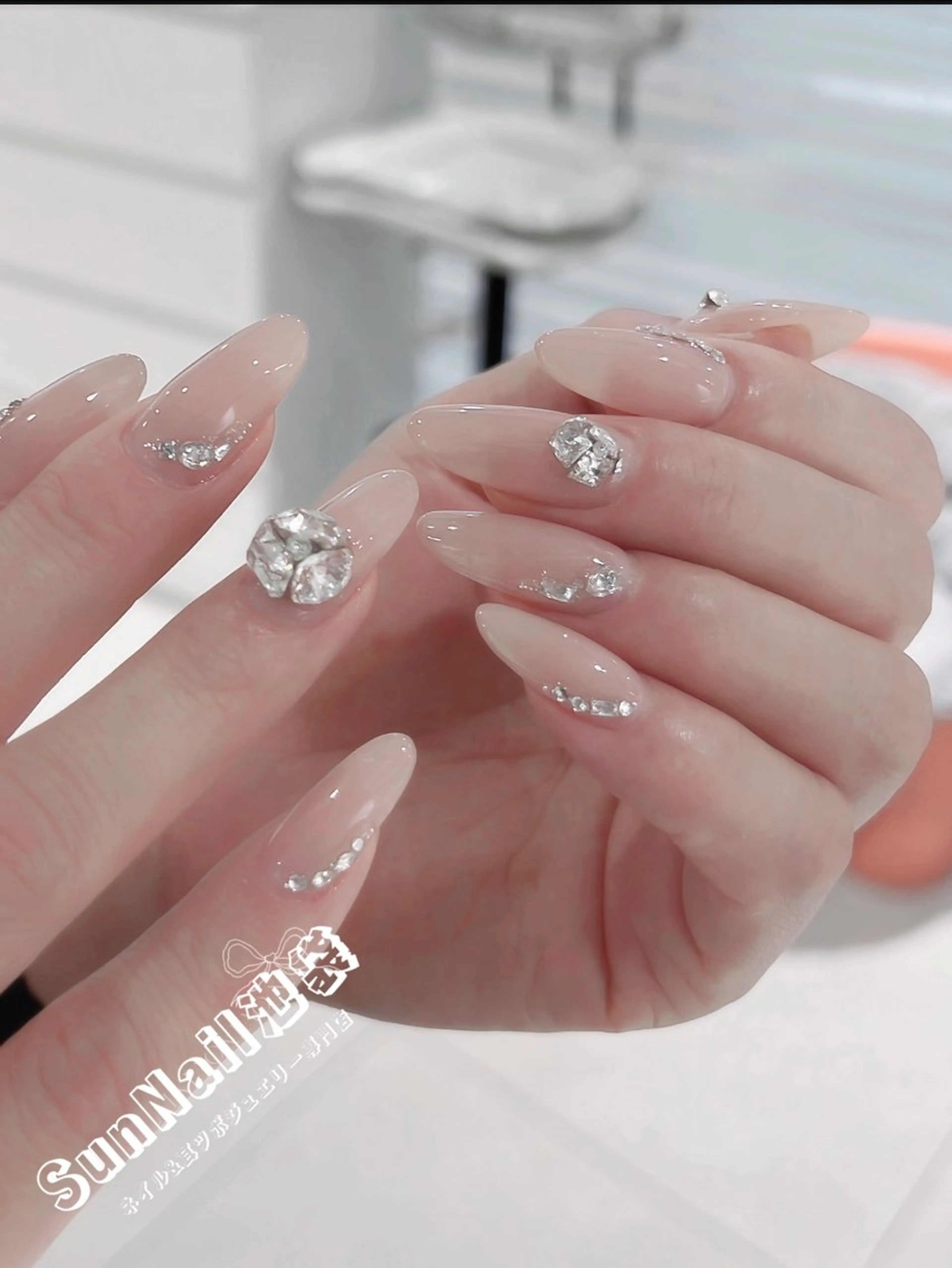 ネイル チークネイル 長さ出し フレンチネイル ガーリー 韓国ネイル ハンドネイル ハンドケア Sun Nail 池袋のネイルデザイン