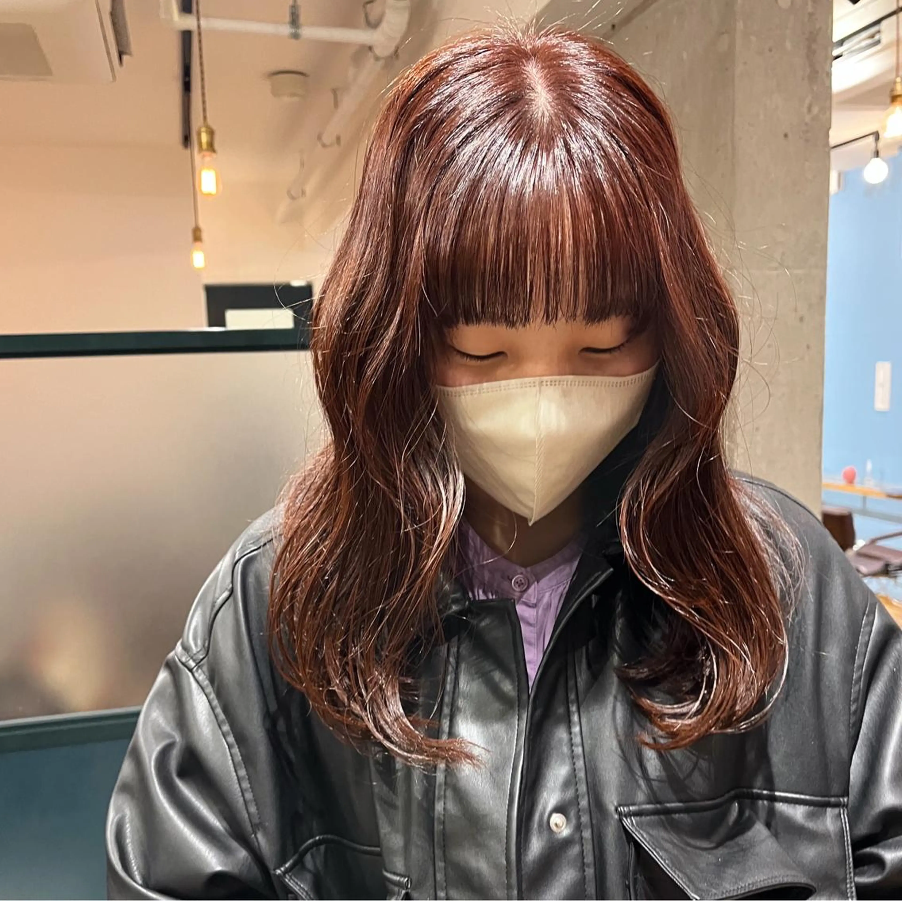 ミディアム カラー ピンクカラー 暖色/パーマ 🌼クニトウメイのヘアスタイル