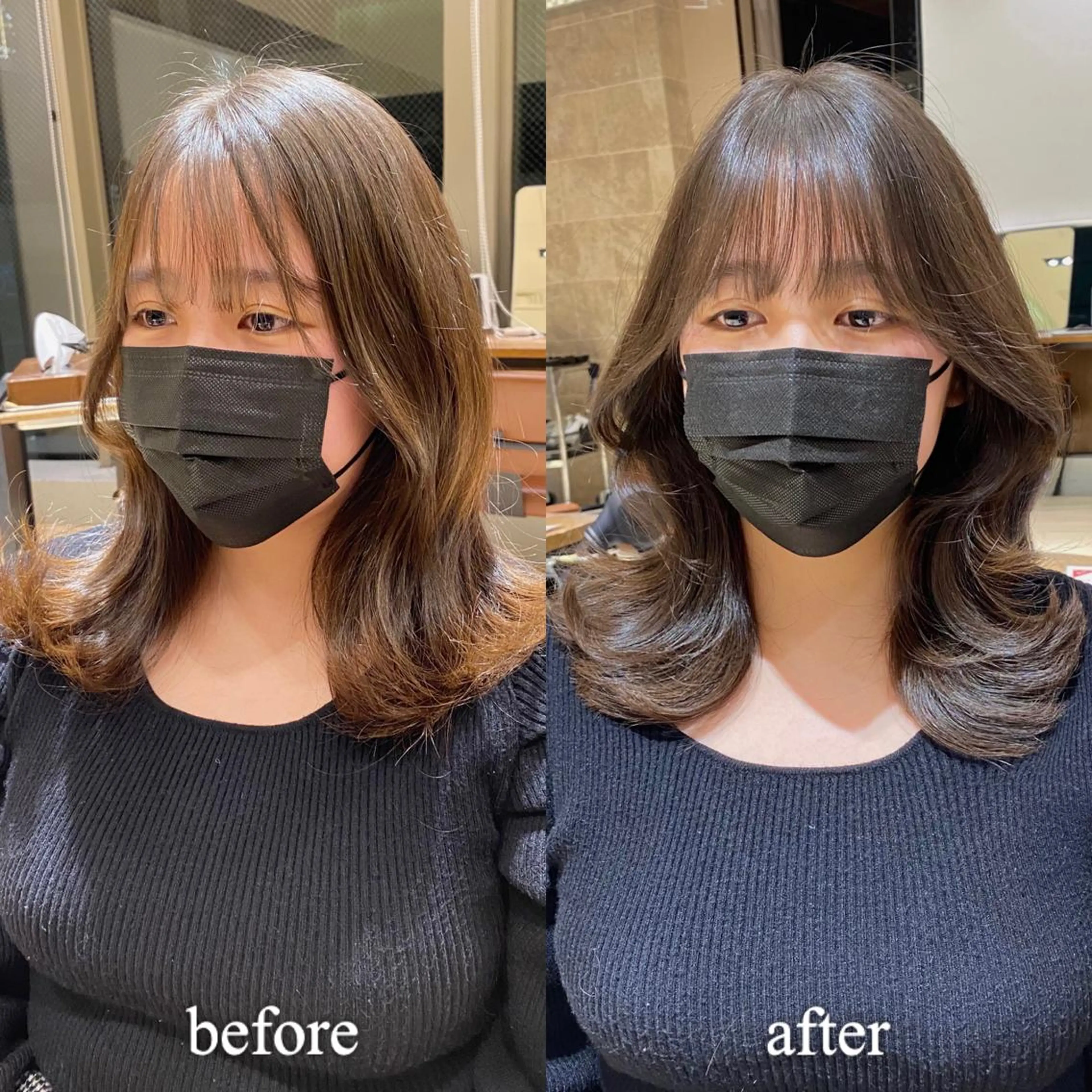 ミディアム カラー レイヤー/顔周り /透明感🩶高橋大のヘアスタイル