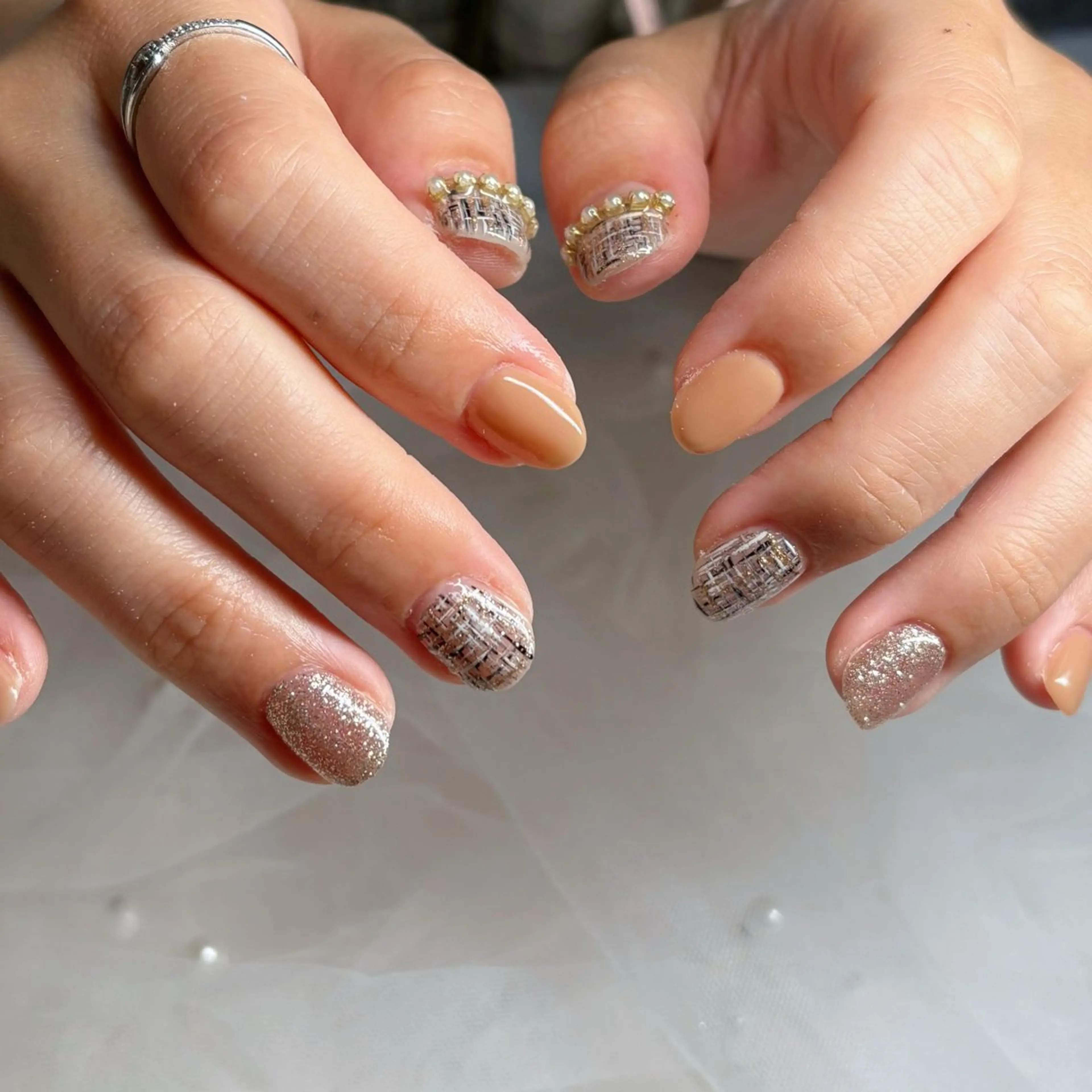 ネイル アートネイル ツイードネイル ハンドネイル cerisier 坂本のネイルデザイン