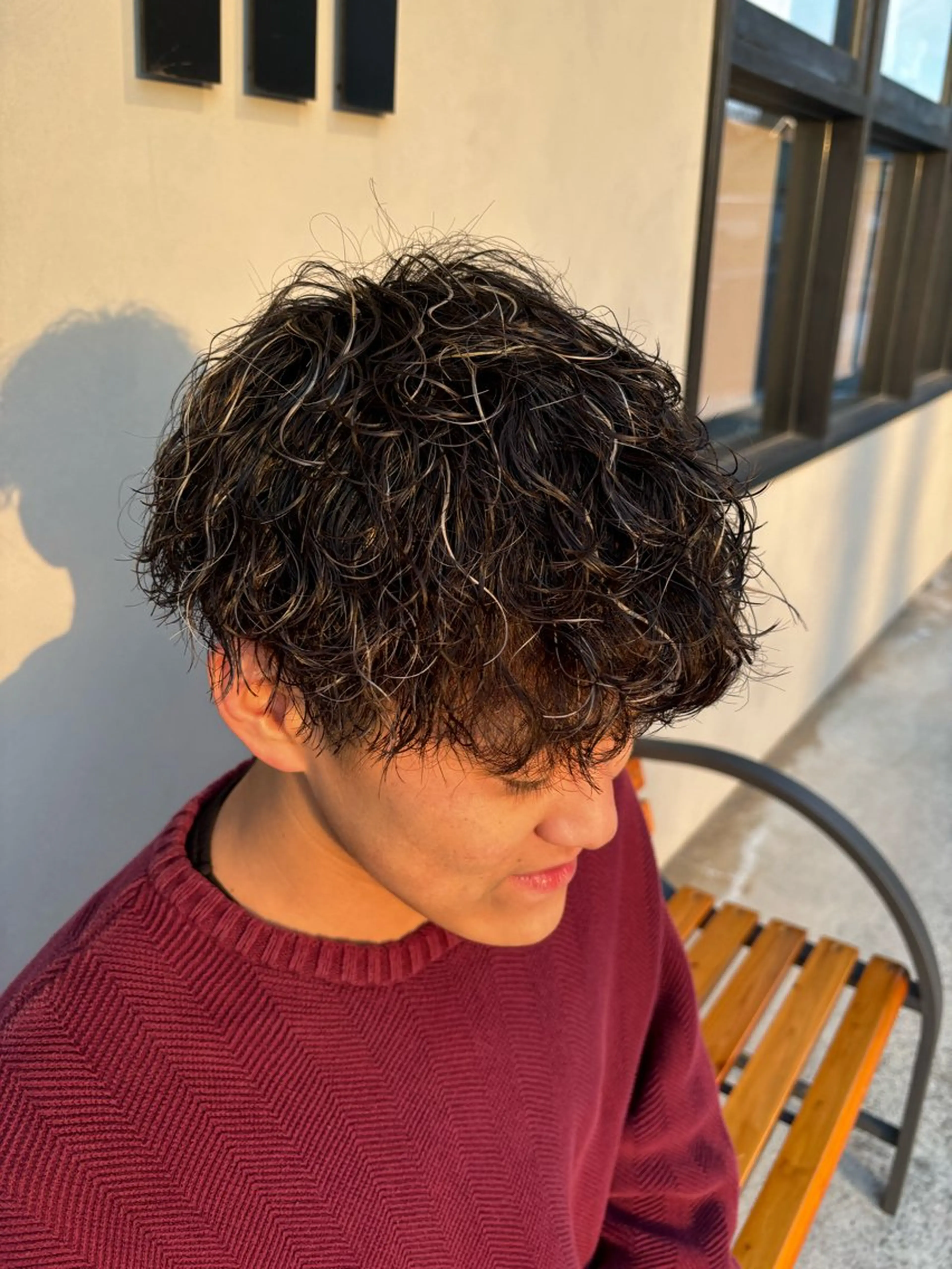 カラー パーマ メンズ メンズハイライト メンズパーマ ハイライトカラー mare宇部高前店 /スタッフモデルのヘアスタイル