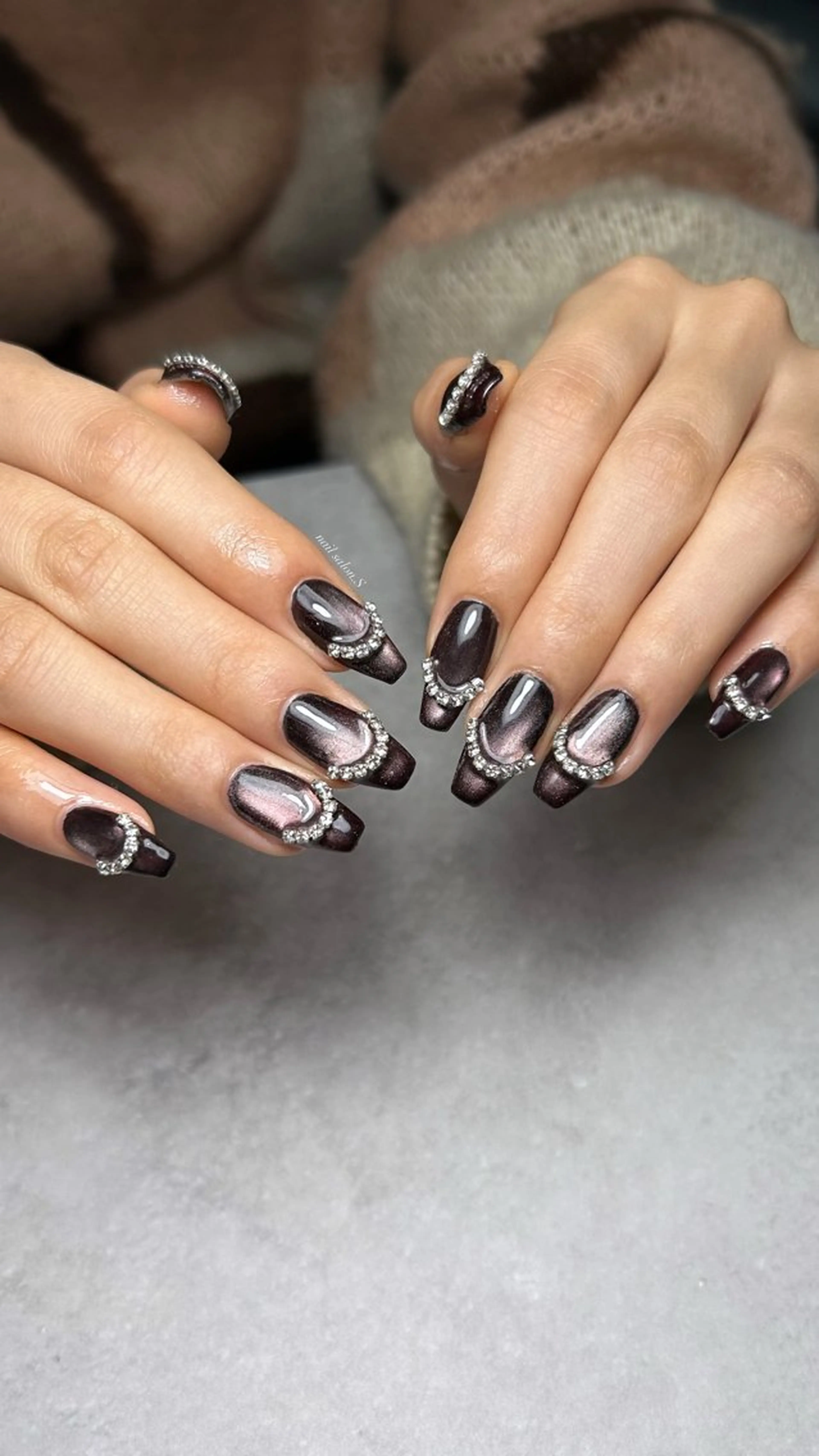 ネイル アートネイル フレンチネイル ジェルネイル マグネットネイル マグネットワンカラー ハンドネイル 関山 志乃のネイルデザイン