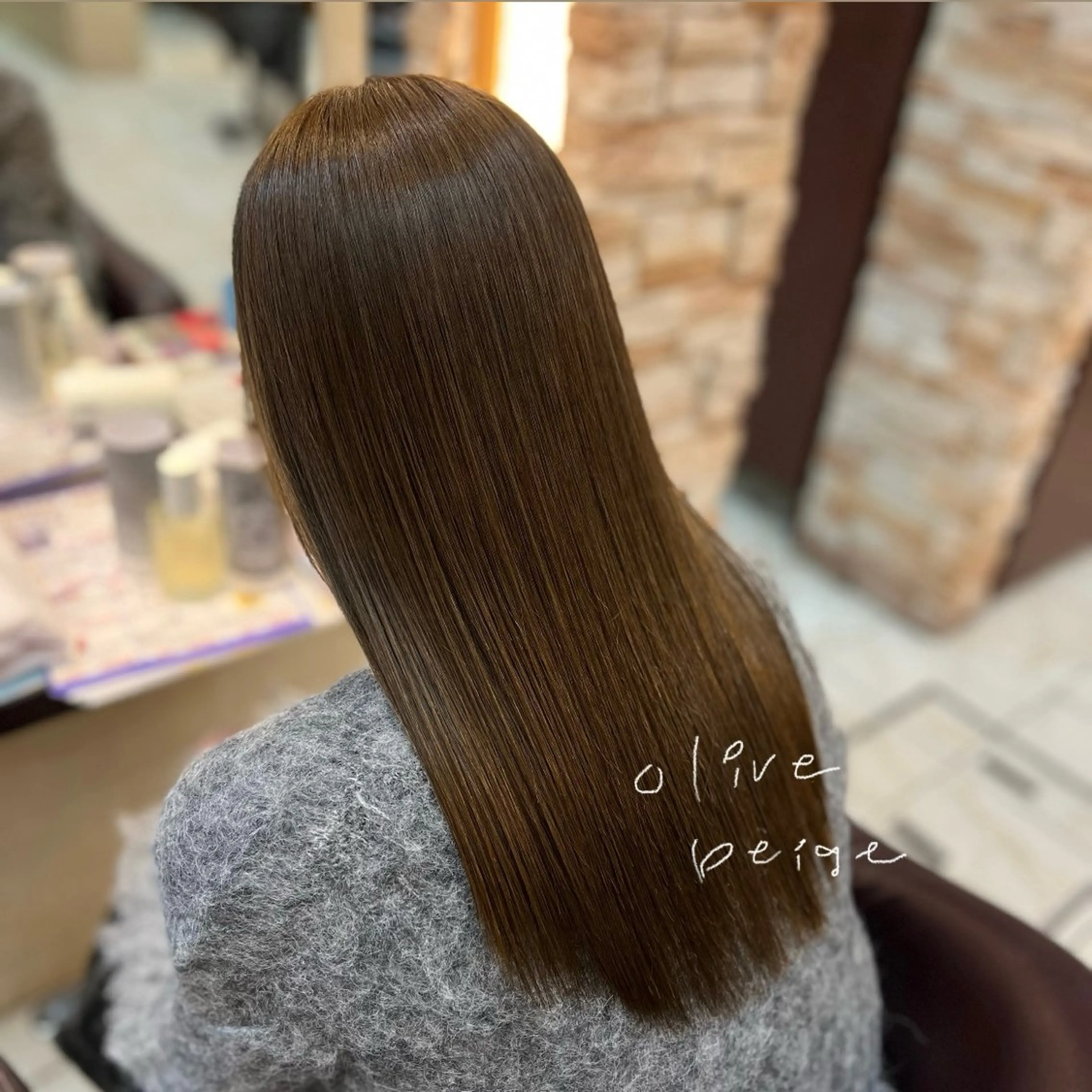 ロング カラー ベージュカラー ダブルカラー オリーブベージュ オリーブカラー Luana .Rioneのマツエク・マツパデザイン