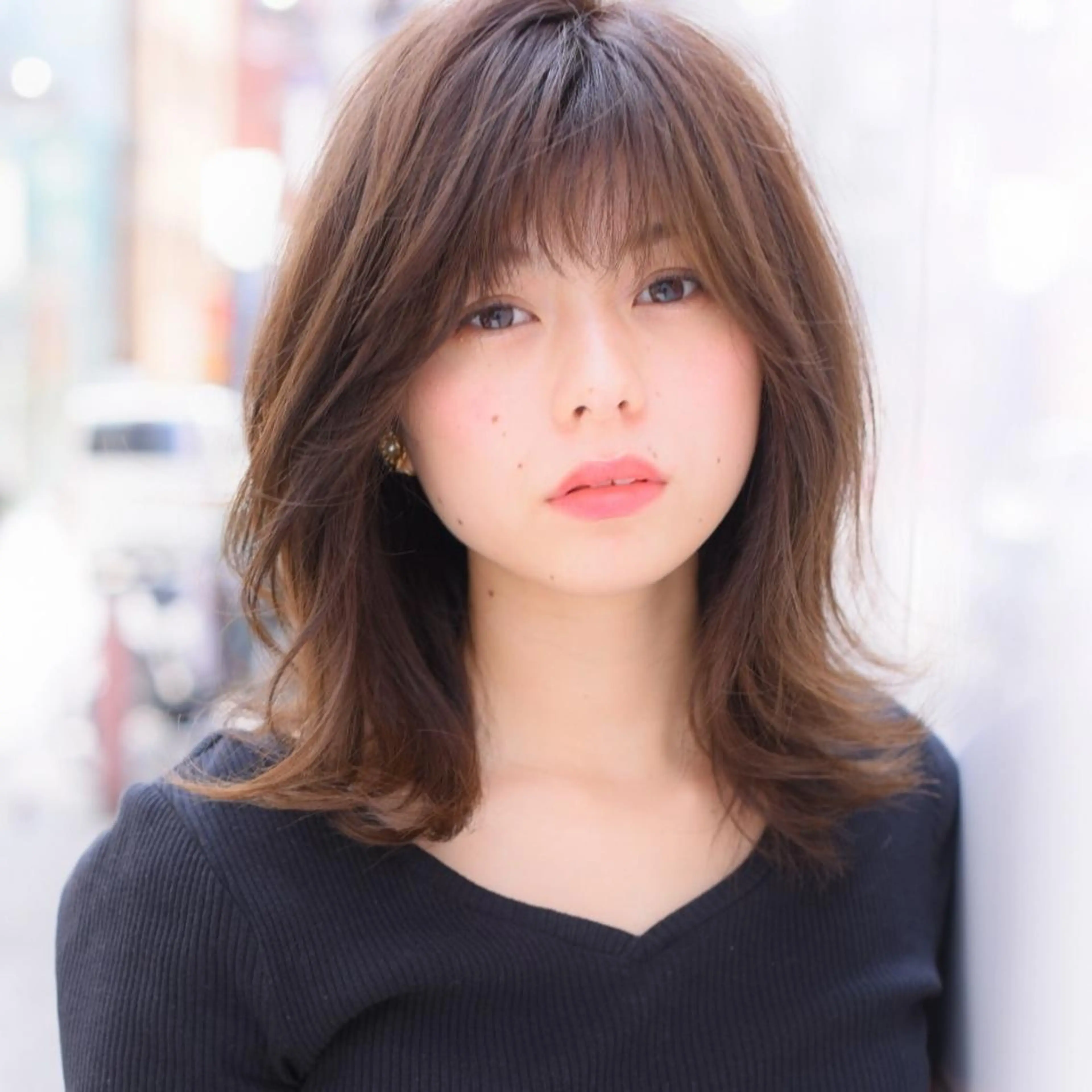 ミディアム カラー ハイライトカラー ハイライト 竹内啓太 ボブのヘアスタイル