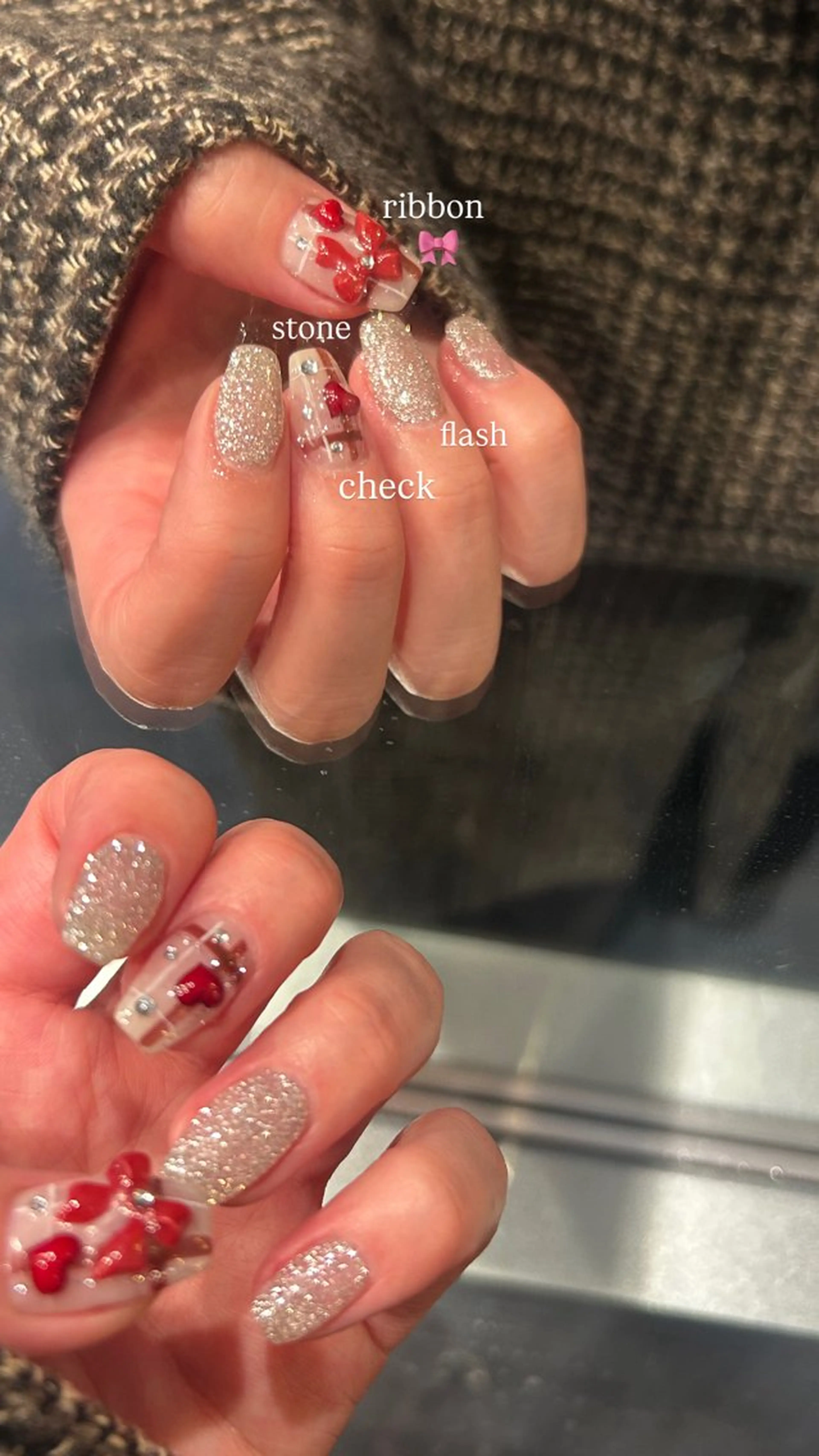 ネイル バレンタイン ワンホンネイル ハンドネイル pu muのネイルデザイン