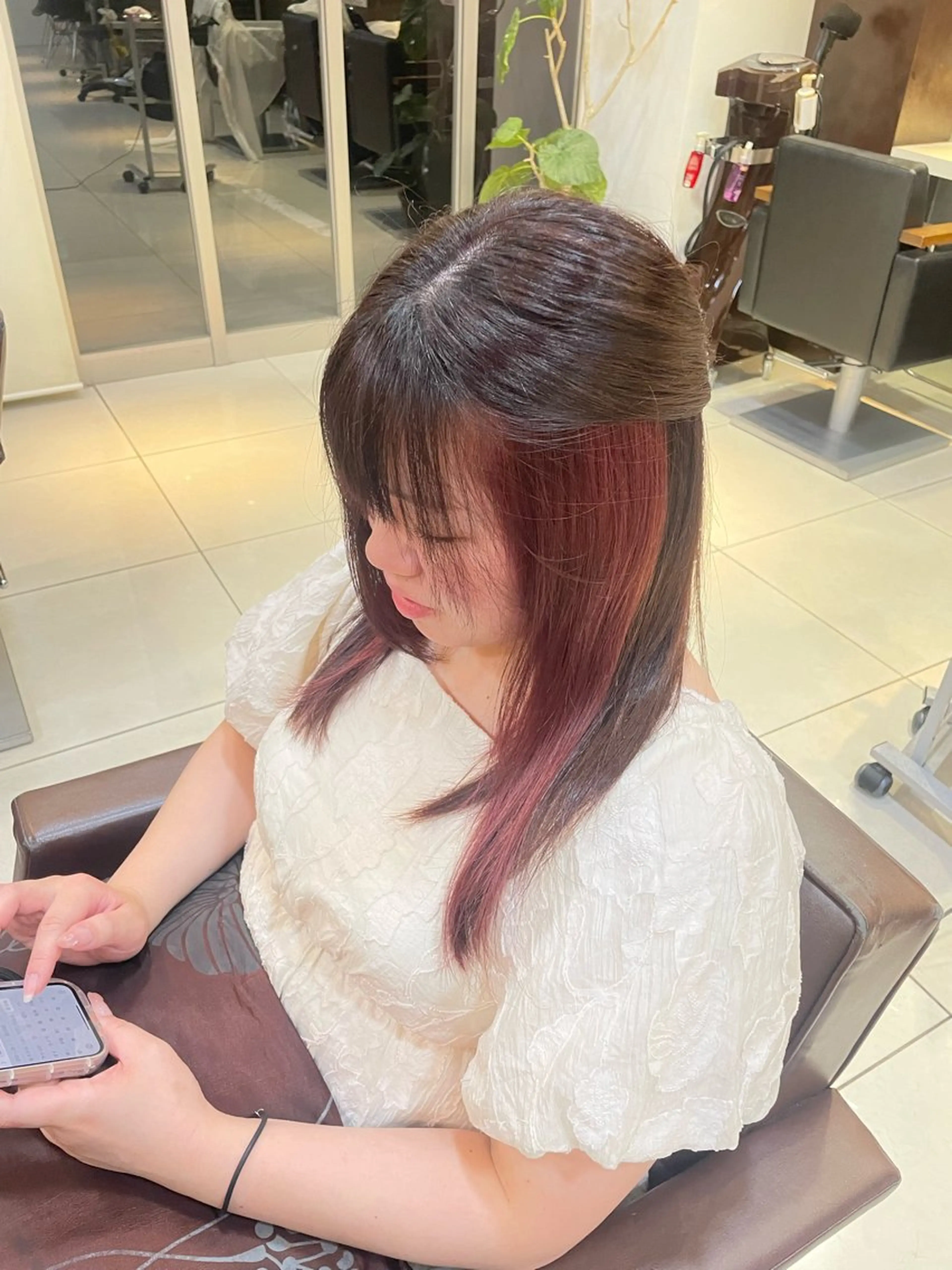 セミロング カラー ヘアカラー 🤎韓国ヘア ベージュ まゆか🤎のヘアスタイル