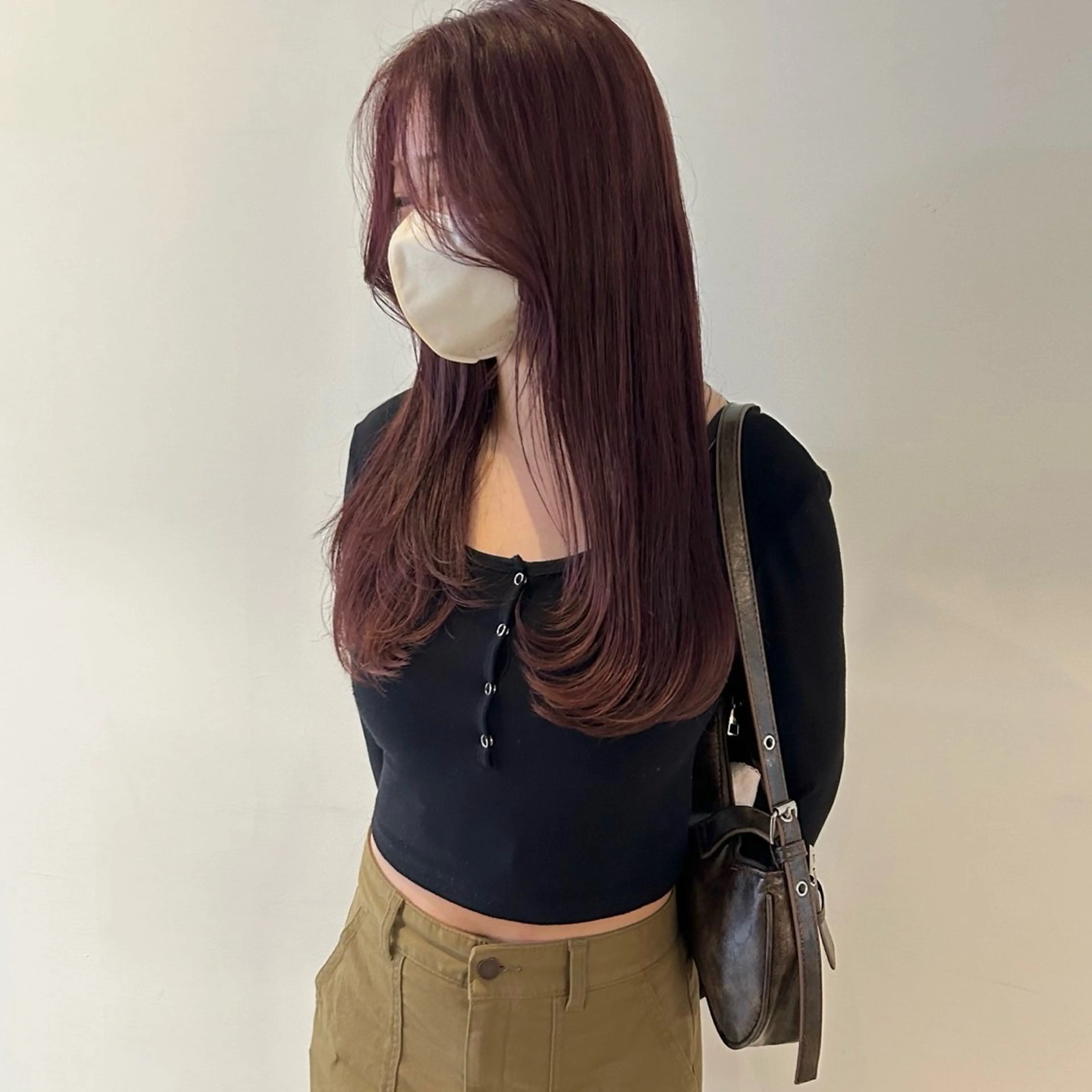 ロング カラー レッドカラー ヘアカラー トリートメント nonoka オリーブ/グレージュのヘアスタイル