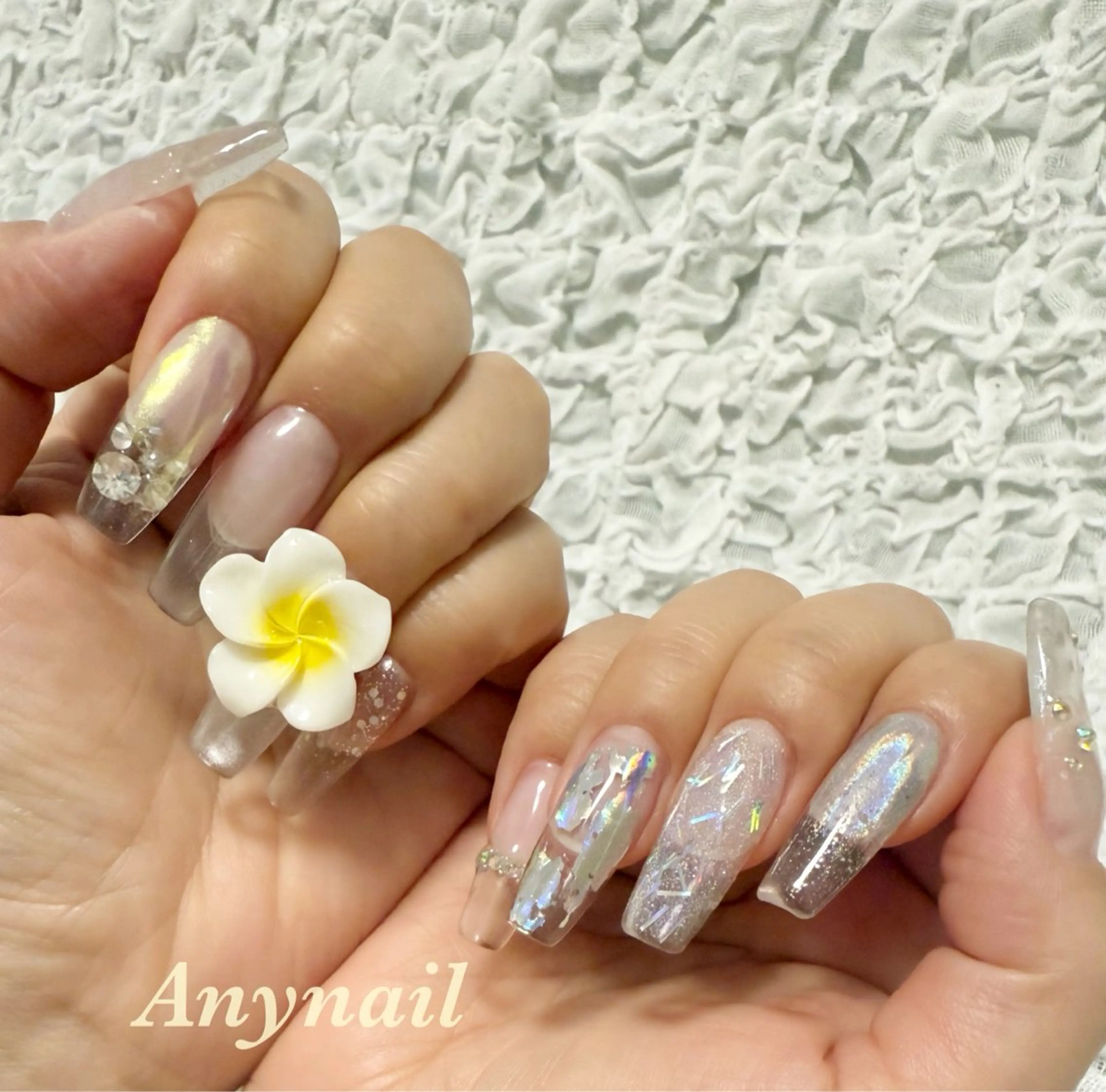 ネイル ブルー クリアネイル マグネットネイル スカルプネイル シルバー 岩澤 恵子のネイルデザイン