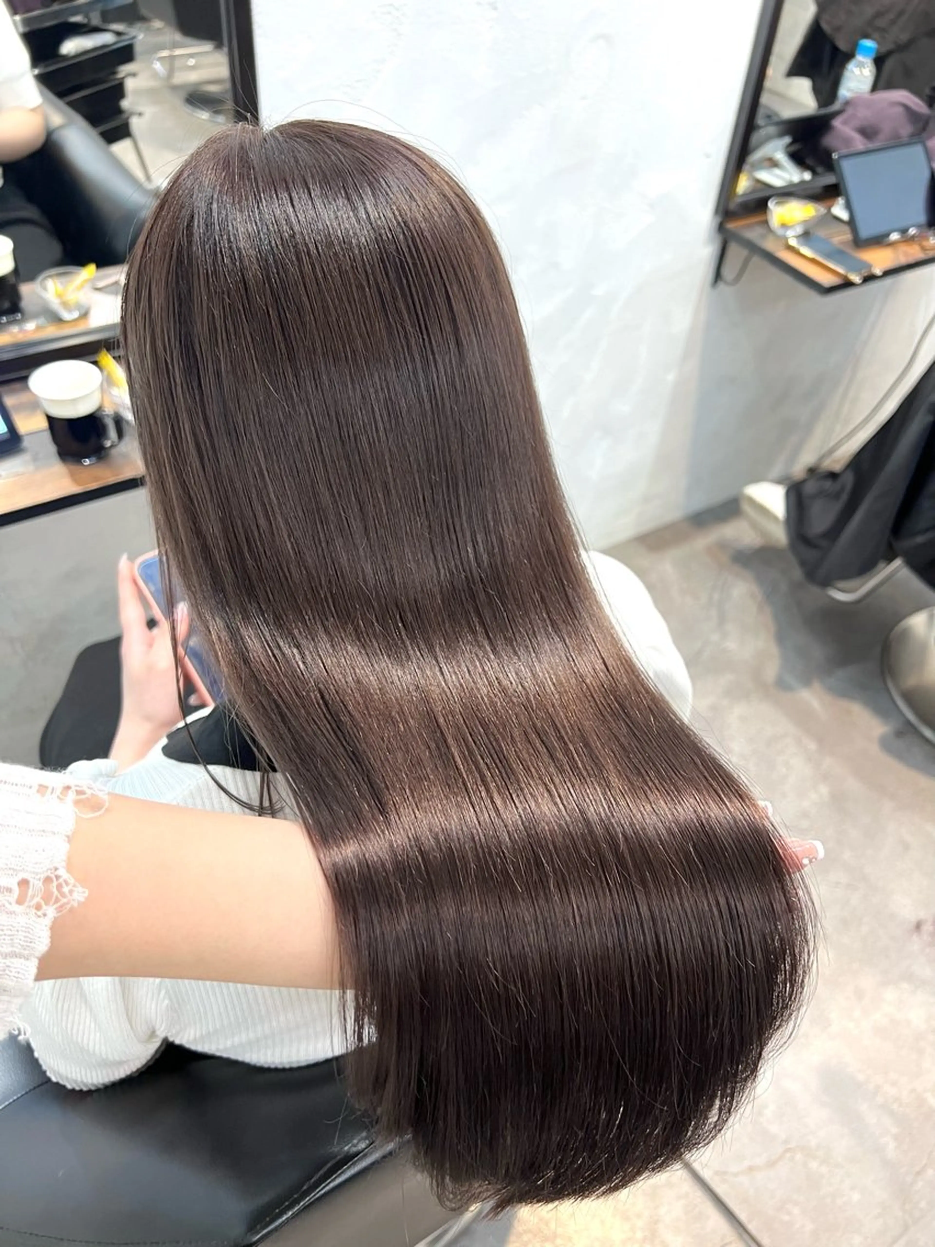 ロング カラー 透明感カラー グレージュ ラベンダーカラー ラベンダーグレージュ ラベンダーグレー カット ヘアカラー トリートメント 透明感カラー ✨ 韓国艶髪💗菅原のヘアスタイル