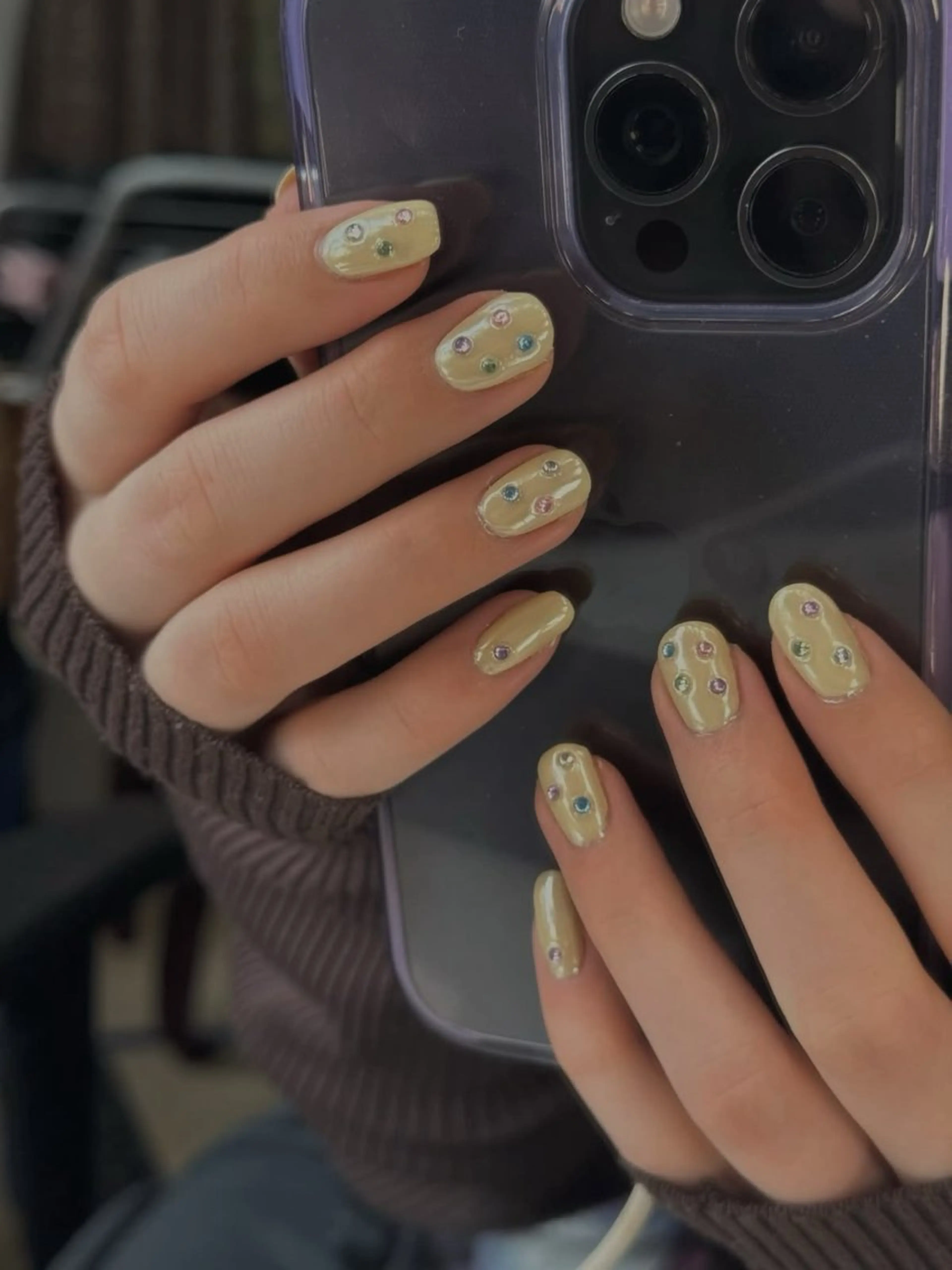 ネイル 韓国ネイル 持ち込み ニュアンスネイル ネイルチップ 冬ネイル RINN ANA.CHUOのネイルデザイン