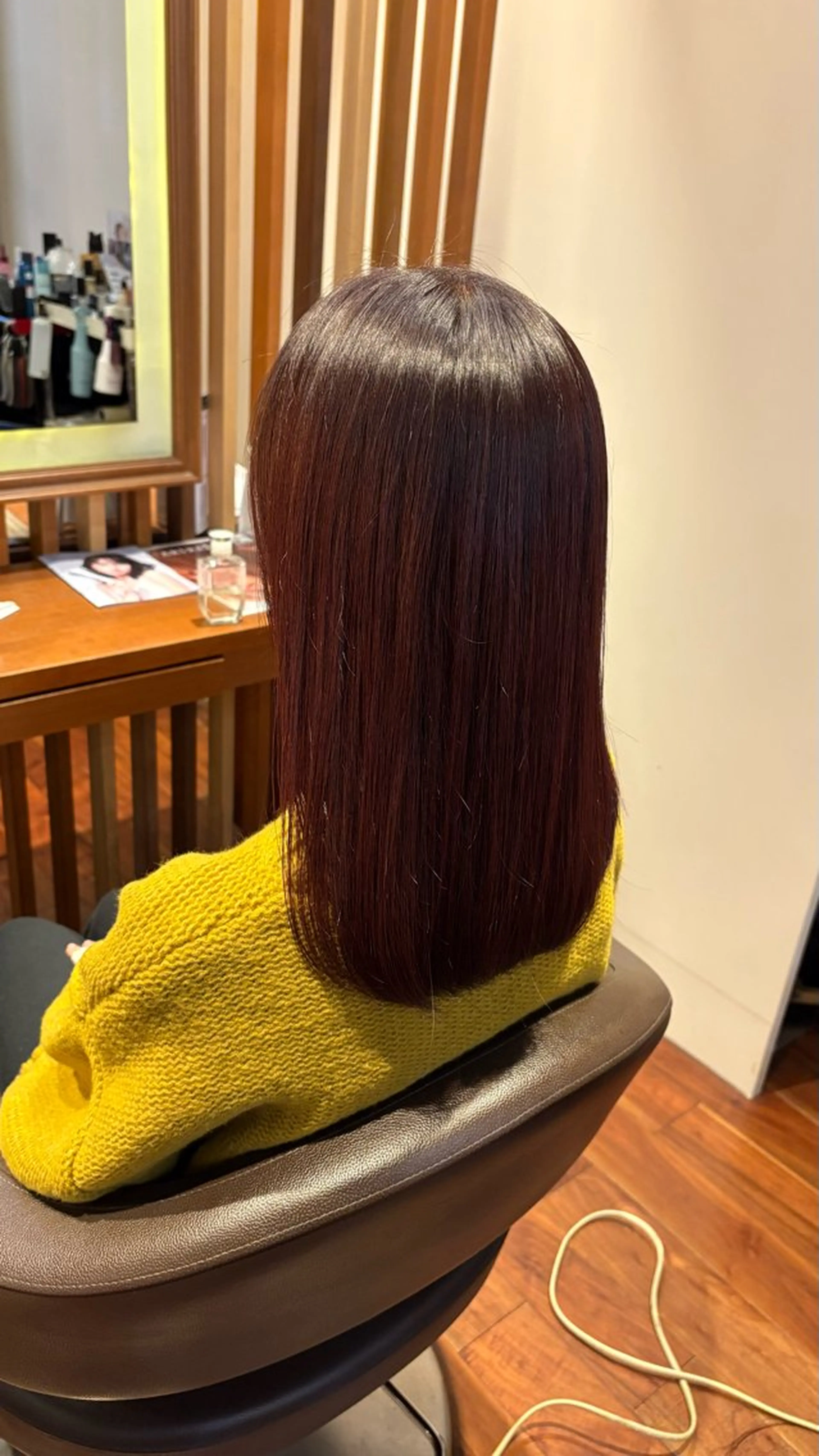 ミディアム カラー カット ヘアカラー トリートメント オーガニックカラー/ 髪質改善/暗髪/ボブのヘアスタイル