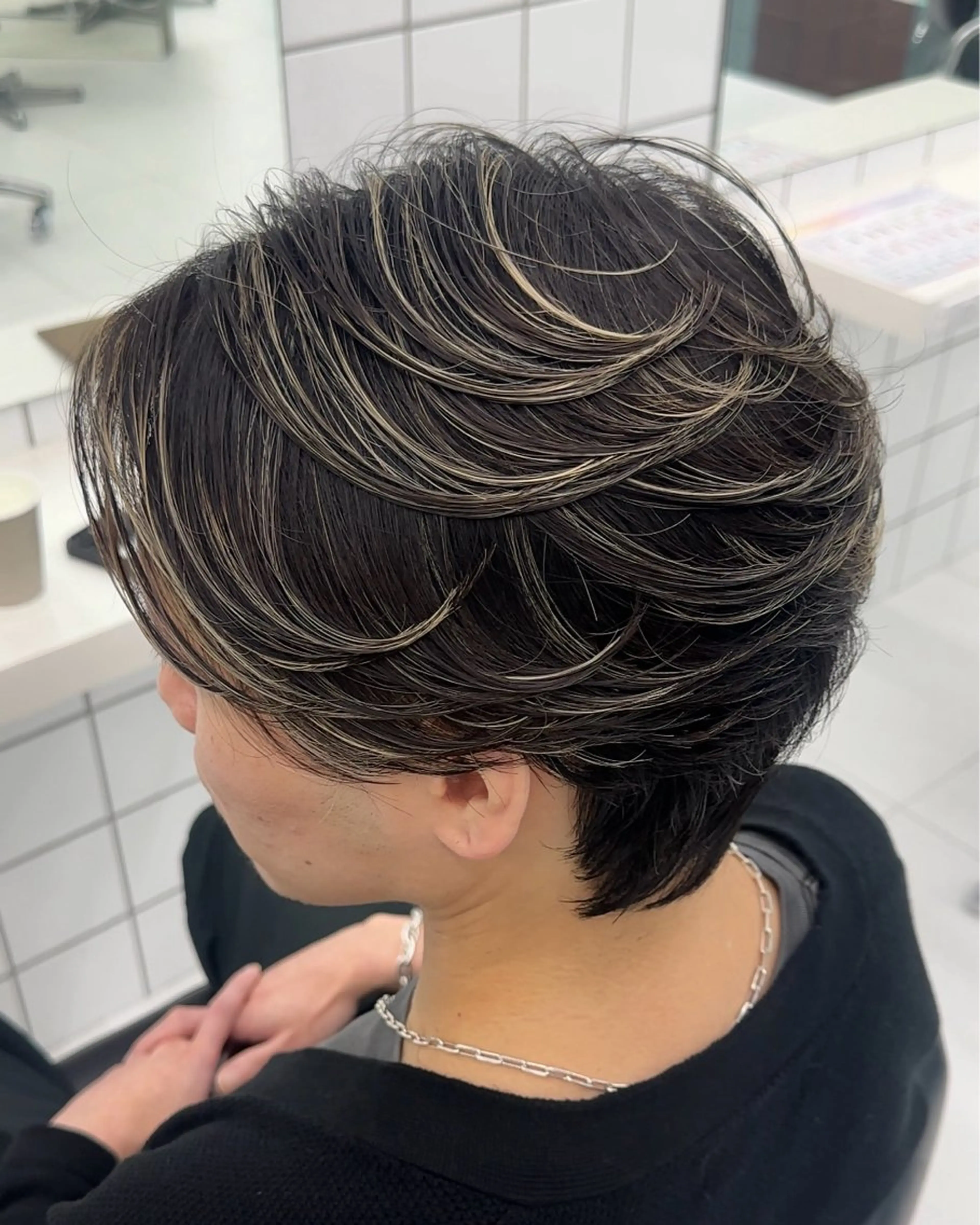 メンズ メンズハイライト メンズメッシュ カット ヘアカラー 白髪ぼかし/白髪 メッシュ/ゆうとのヘアスタイル