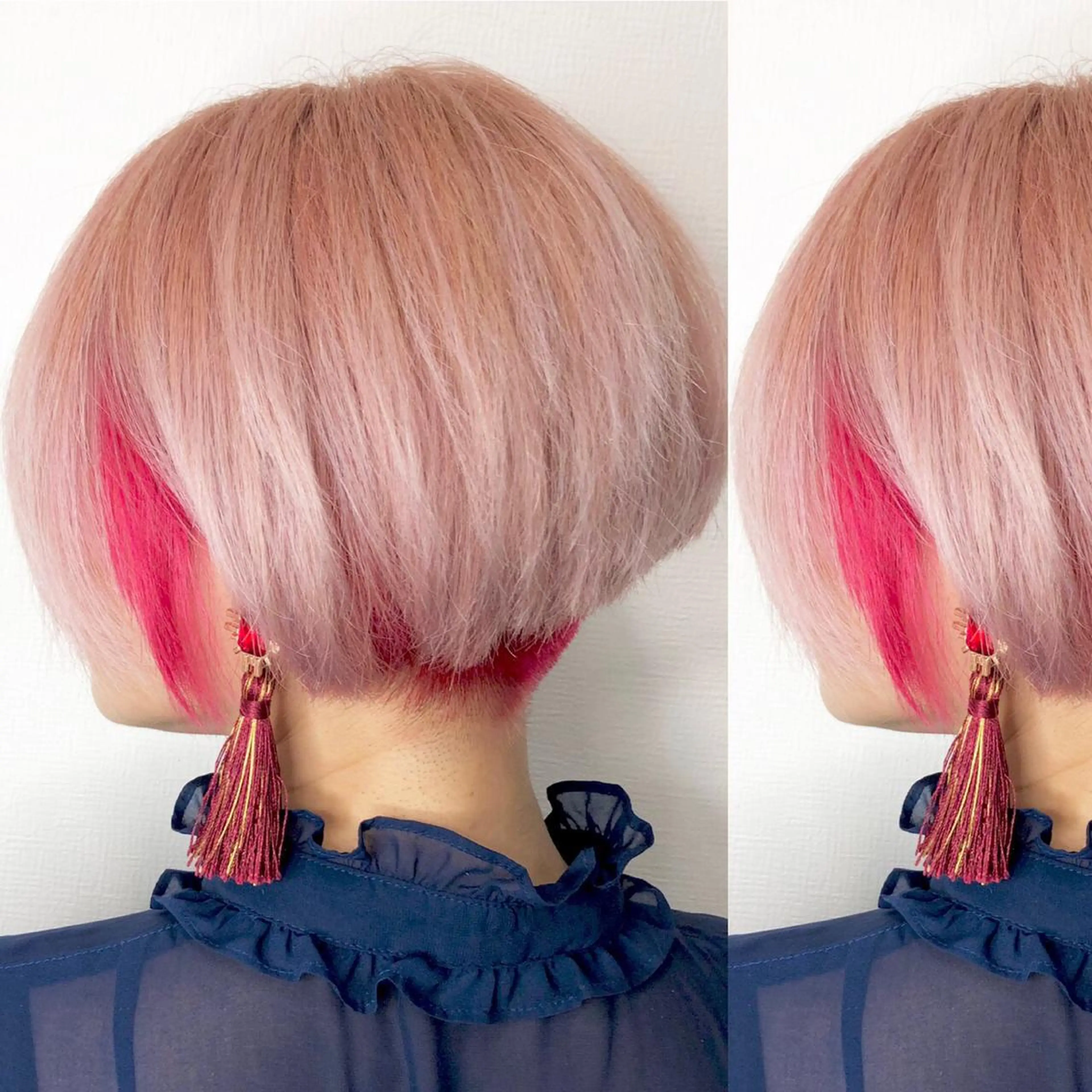 ショート カラー JuNブリーチに 縮毛矯正するプロのヘアスタイル