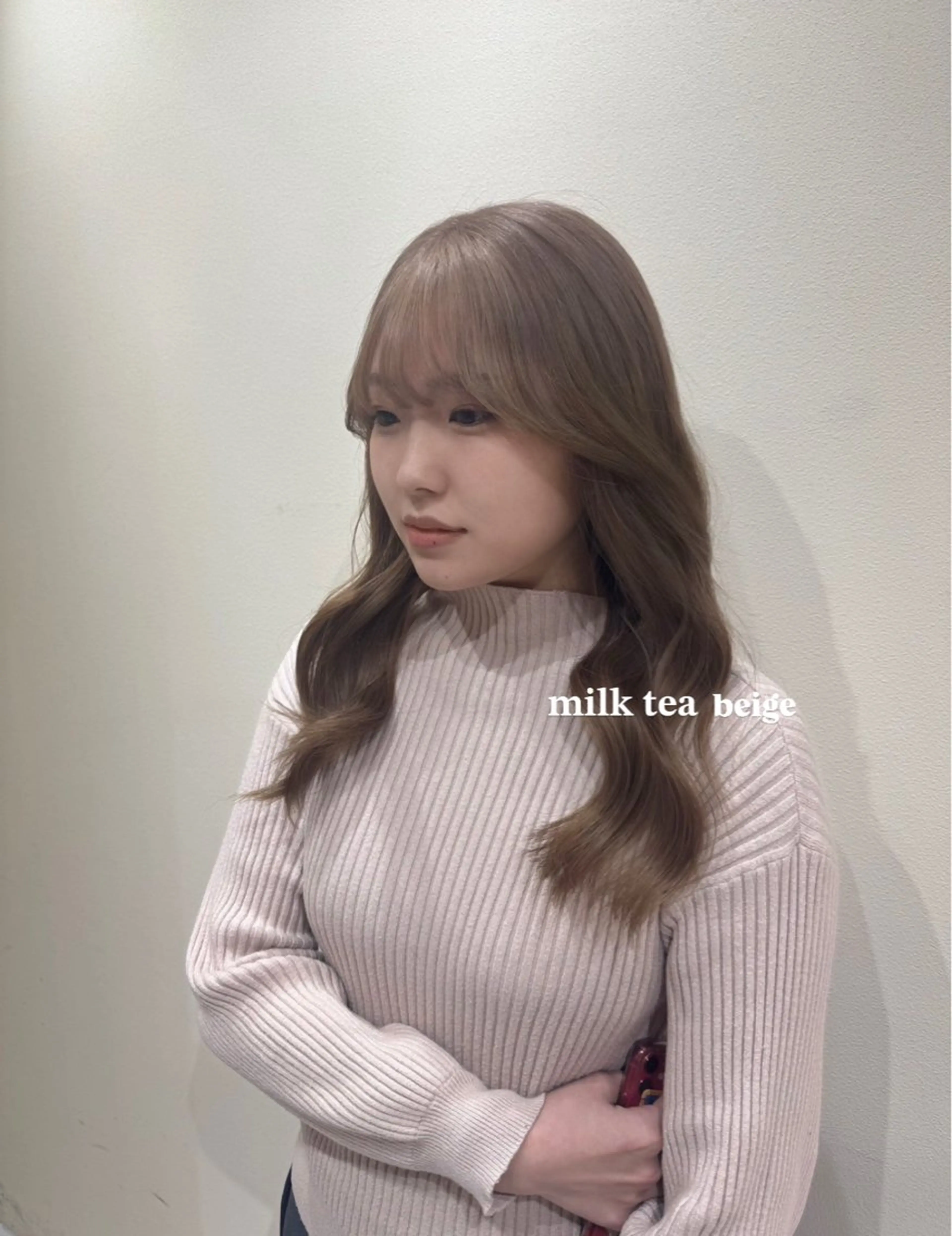 セミロング カラー ベージュカラー ブリーチ ミルクティーベージュ ヘアカラー ワンホン×髪質改善 つのーか🩶‪🫧のヘアスタイル