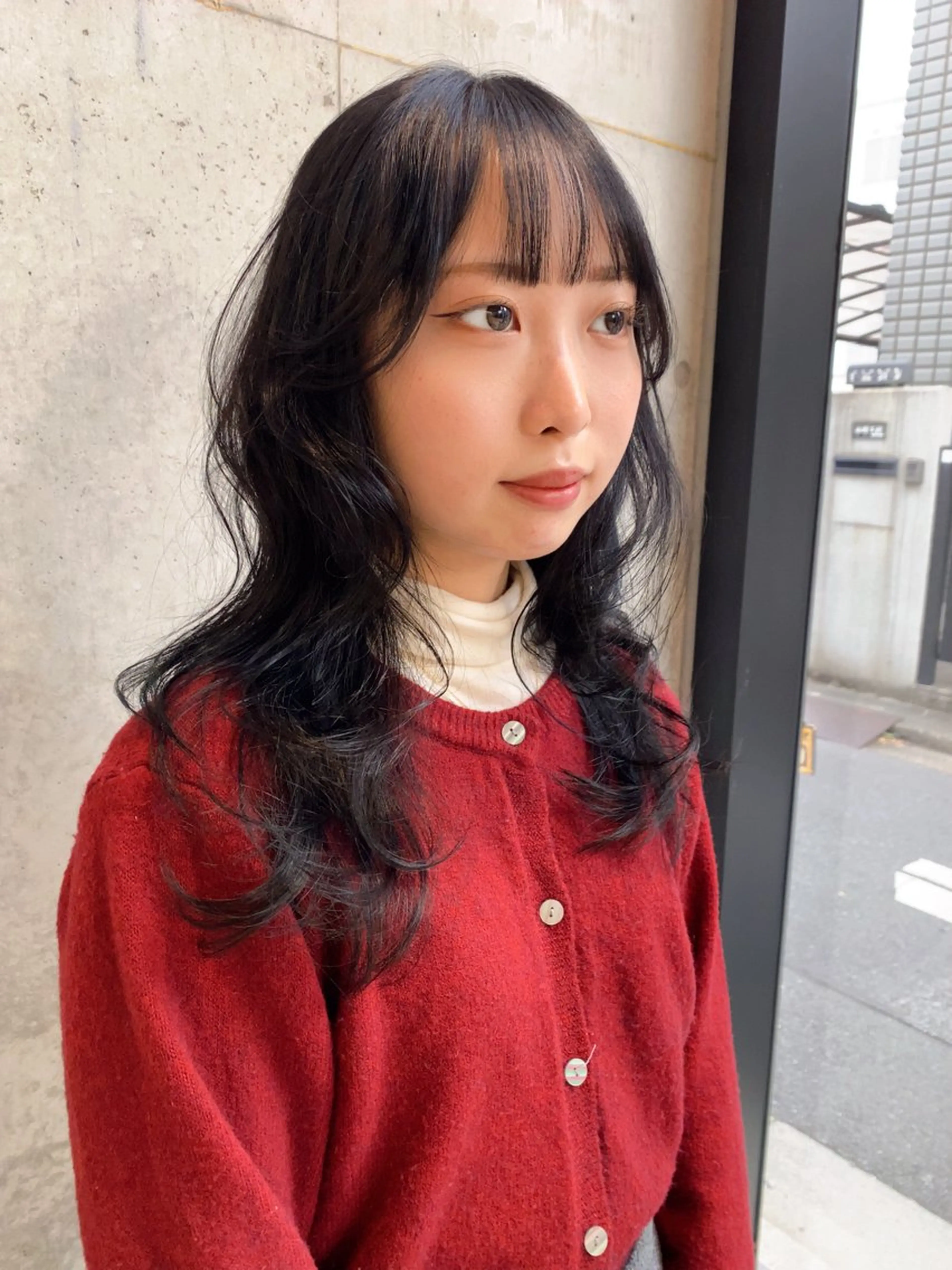 セミロング カラー パーマ 韓国風ヘア レイヤーカット レイヤー/柔色 カラー/SAkiのヘアスタイル