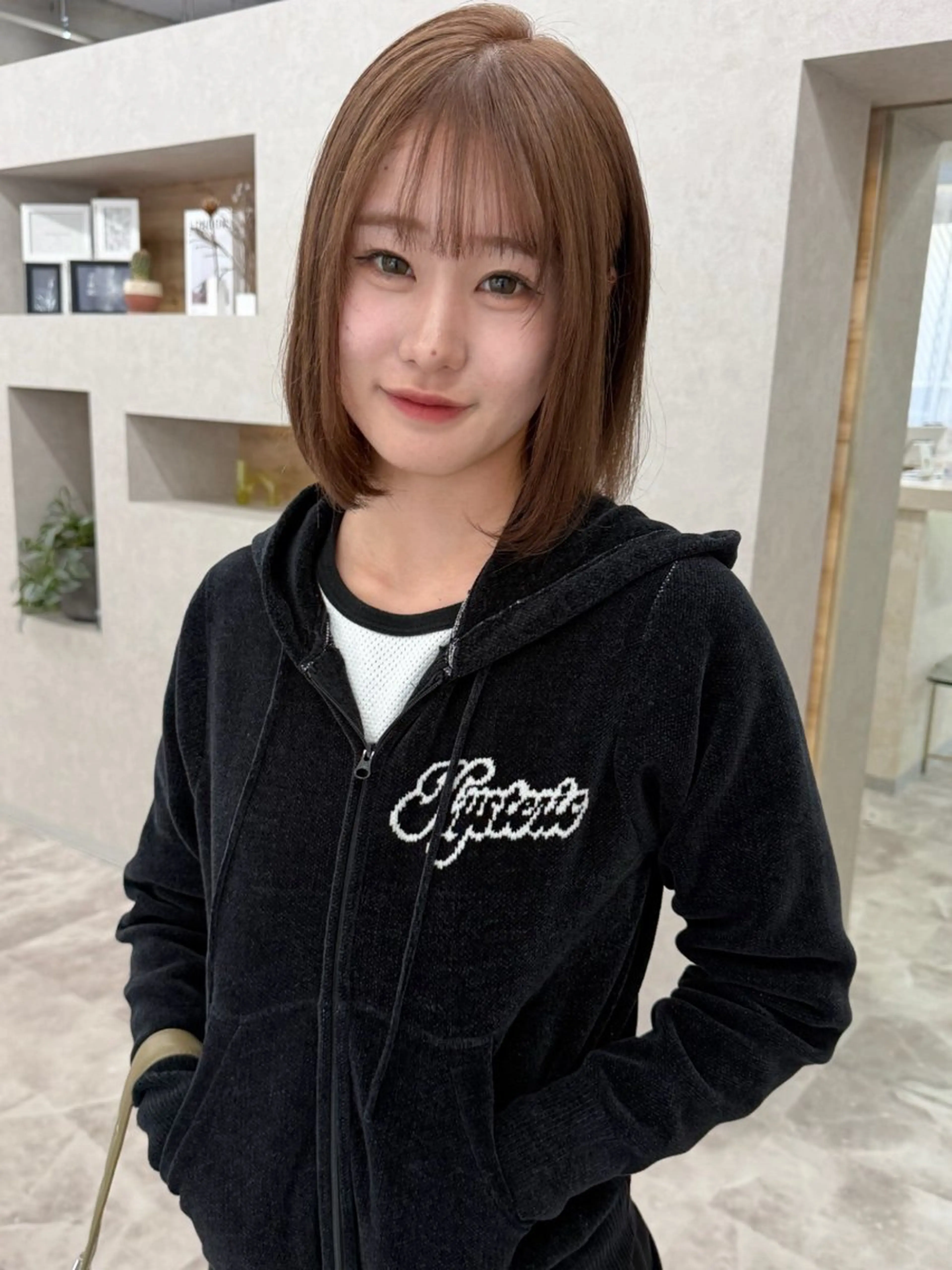 ミディアム カラー ブリーチ ブラウンカラー ケアブリーチ ダブルカラー トリートメント ヘアカラー ブリーチ/ベージュ 💕/momoaのヘアスタイル